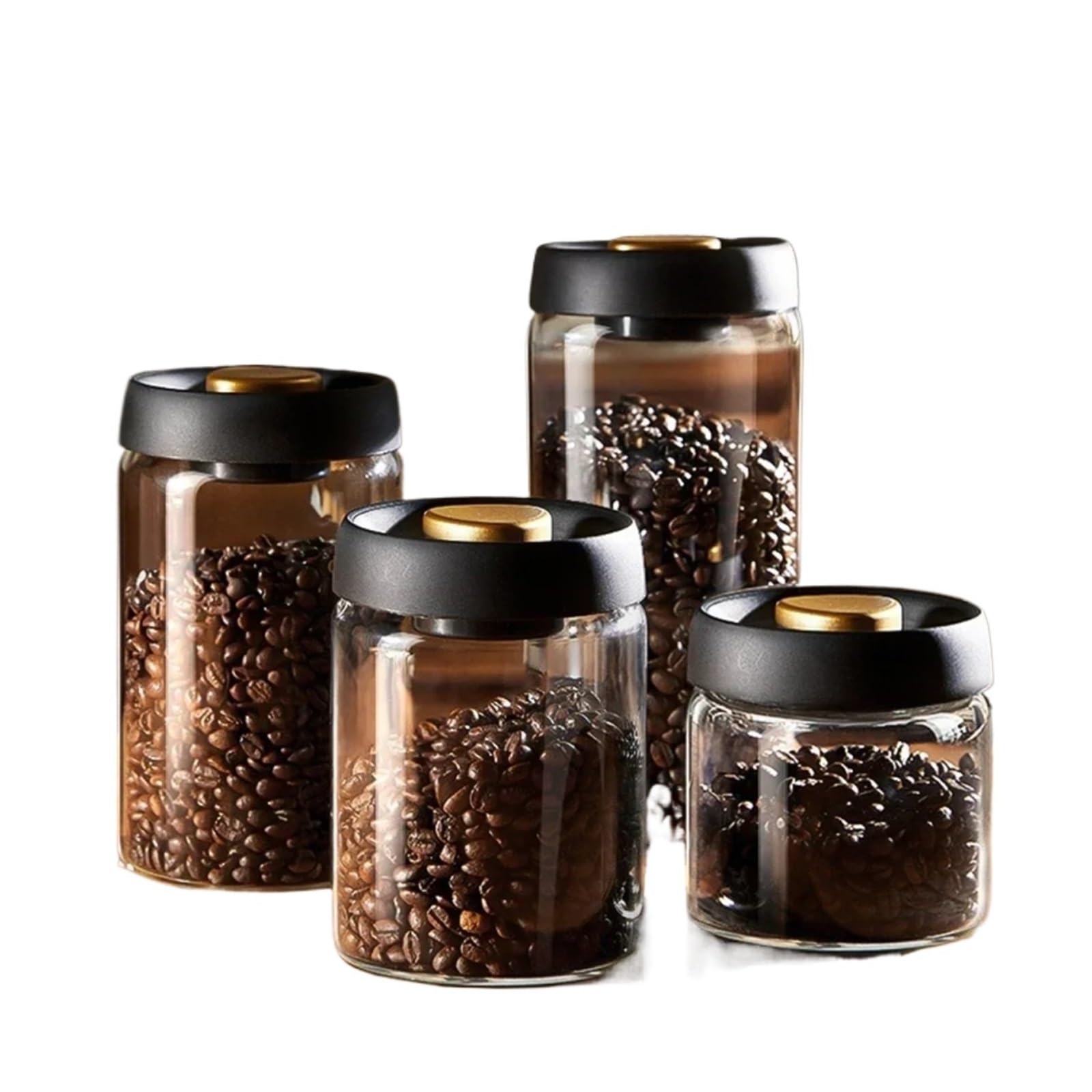 Glass Storage Jar - Airtight Storage Canister - Coffee Canister - Glass Jar with Lid - Food Storage Jar - Candy Jar - Storage Jar - Kitchen Organizer - Pasta Jar - Cookie Jar - Muesli Jar - Storage Jars - Kitchen Accessories - Black - 1 Piece