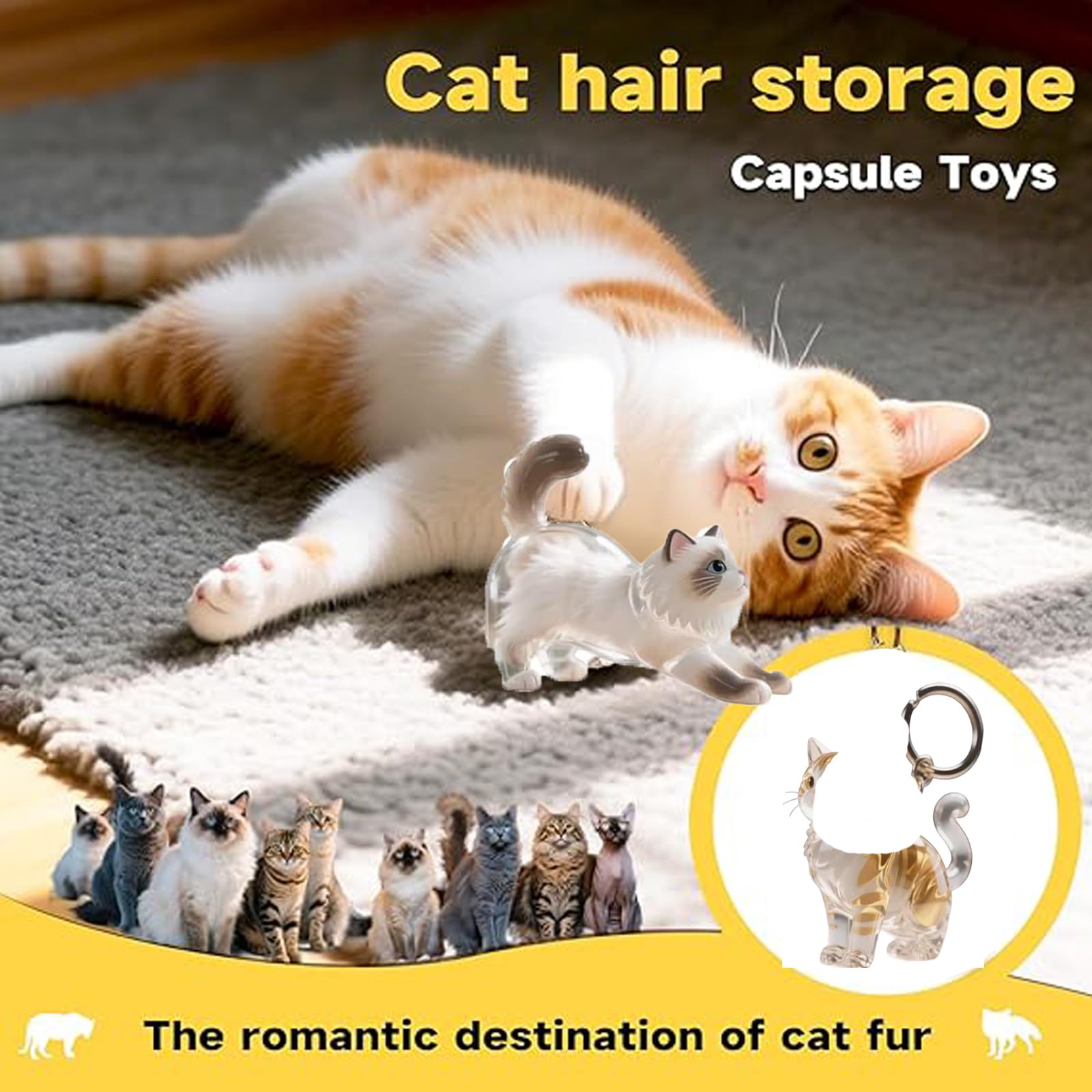 Keychain - Pet Hair - Storage Box - Pendants - Capsule Toy - Dog Hair Capsule - Memorial Pendant - Bag Keychain - Pendants - Memory Capsule Pendant - Cat Hair Collection - DIY - 1 Piece