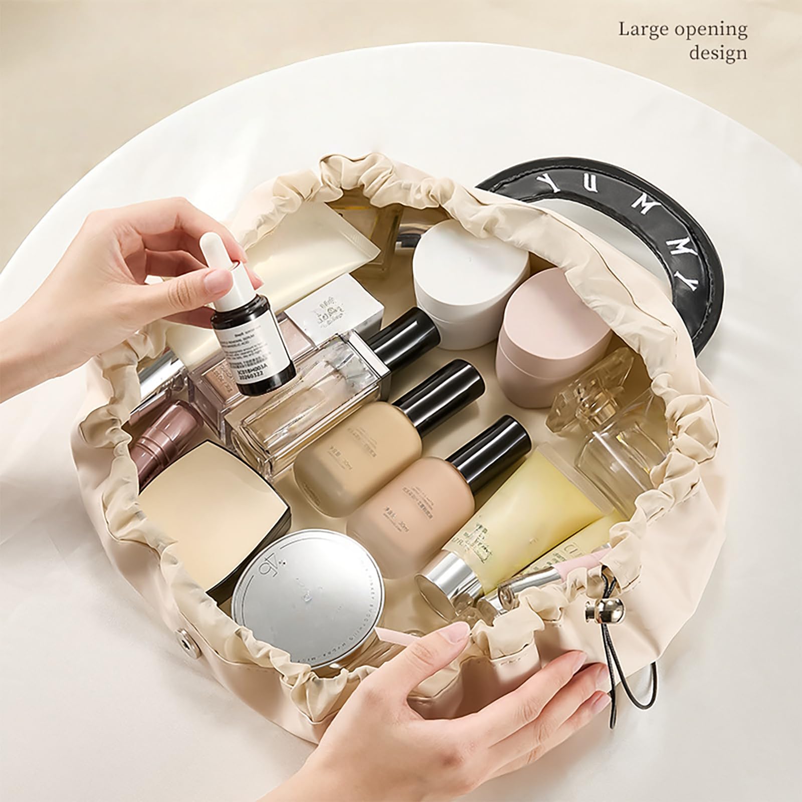 Women's Toiletry Bag - Make Up Bag - Lazy Bag - Cosmetic Organizer - Travel Toiletry Bag - Travel Organizer - Make Up Bag - Water-Repellent - Large Capacity - Beige - 1 Piece