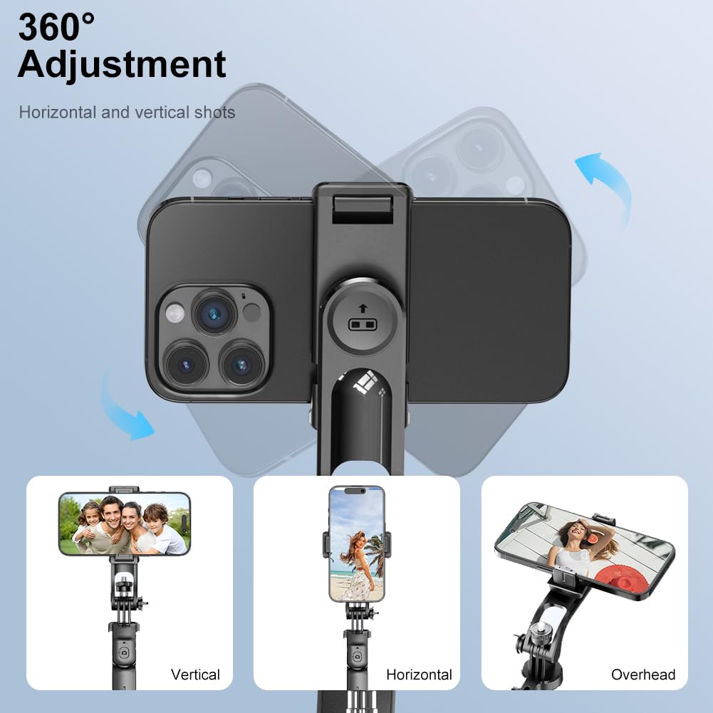 Selfie Stick - Tripod - Phone Tripod - Bluetooth - With Remote Control - Extendable - Wireless - 3 in 1 - Smartphone Holder - Vlogging - Black - 1 piece