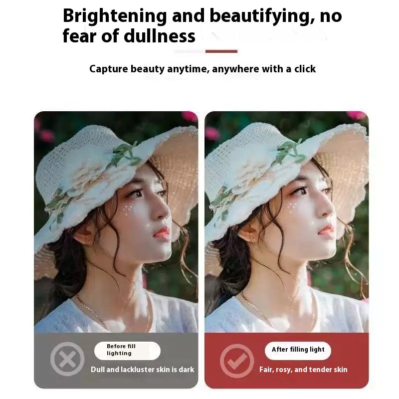 Ring Lamp Phone - Selfie Lamp - LED Ring Light - TikTok Lamp - Vlog Lighting - Makeup Light - Smartphone Gadgets - Clip On - 3 Modes - Rechargeable - White - 1 piece