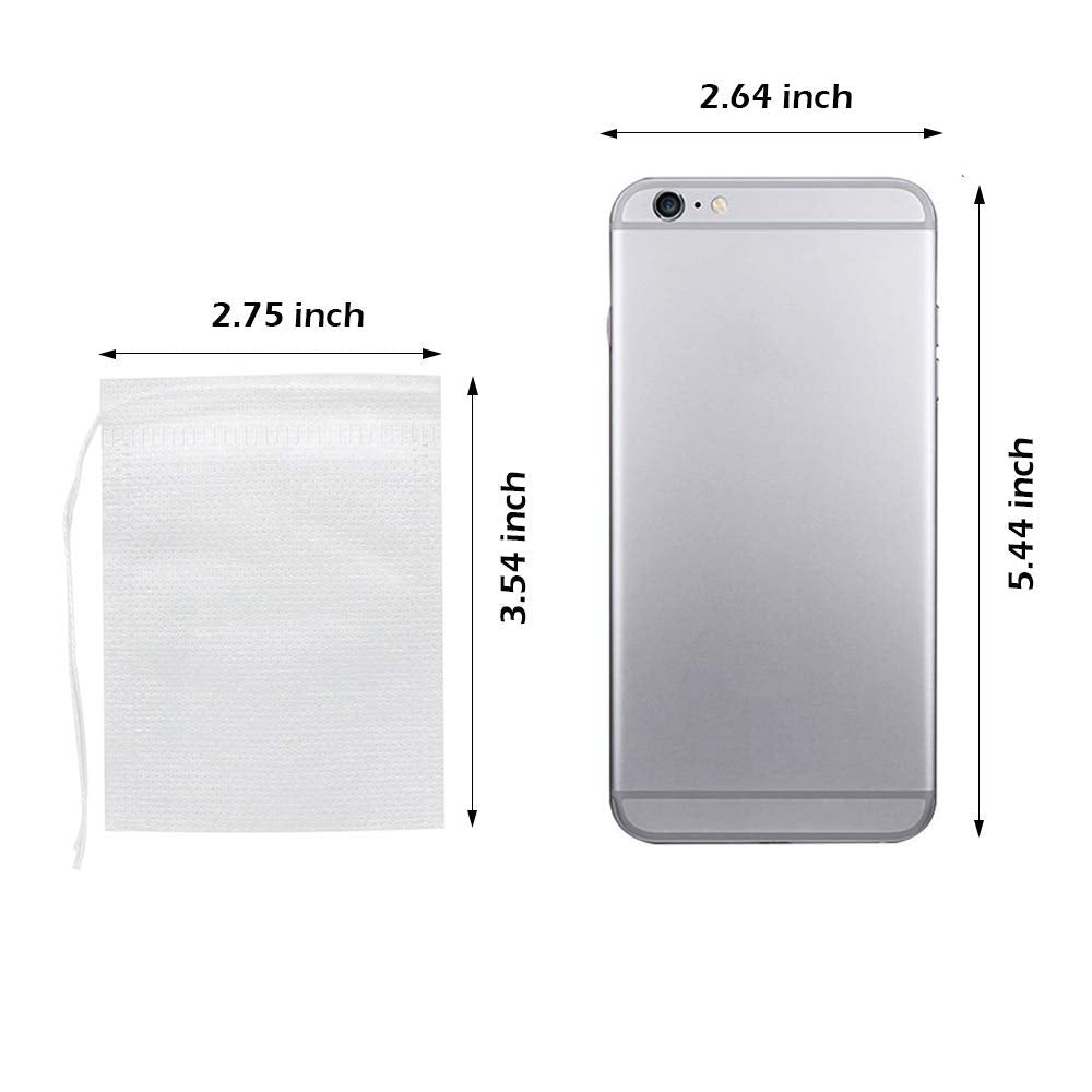 Tea Bags - Empty Tea Bags - Tea Filters - Coffee Filters - Filter Bags - Herbal Bags - Tea Strainer - Disposable Tea Filters - Drawstring Bags - Loose Tea - Ground Coffee - Bulk Pack - Unscented - 7 x 9 cm - White - 400 Pieces