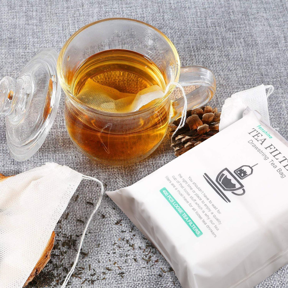 Tea Bags - Empty Tea Bags - Tea Filters - Coffee Filters - Filter Bags - Herbal Bags - Tea Strainer - Disposable Tea Filters - Drawstring Bags - Loose Tea - Ground Coffee - Bulk Pack - Unscented - 7 x 9 cm - White - 400 Pieces