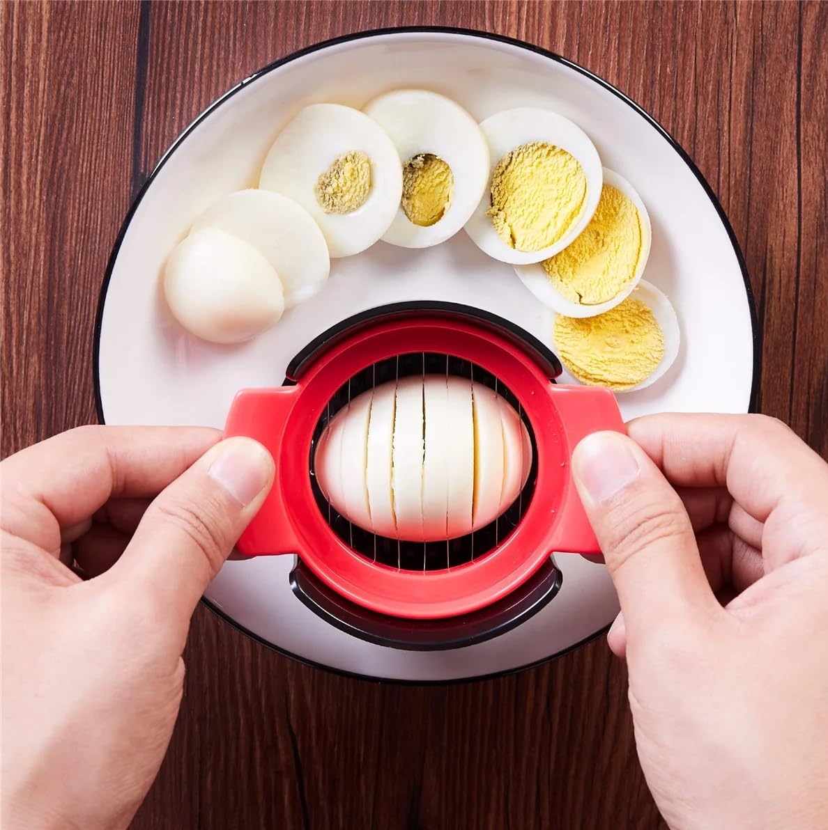 Egg Slicer - Multifunctional Egg Slicer - 3 in 1 Egg Slicer - Egg Splitter - Mushroom Slicer - Kitchen Aid - Cutting Aid - Kitchen Utensils - Stainless Steel Egg Slicer - Fruit Slicer - Strawberry Slicer - Kitchen Gadget - Kitchen Accessories - Colorful -