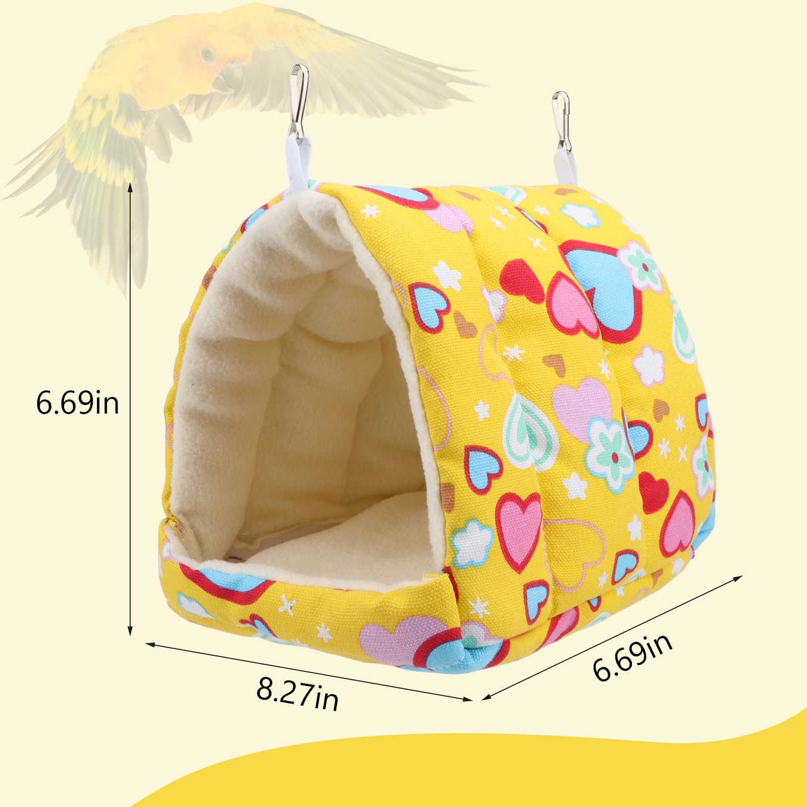 Bird Hammock - Sleeping Nest Bird - Bird Tent - Bird Cage Accessories - Parrot Toys - Parakeet Toys - Hammock - Plush House - Lovebird - Cockatiel - Canary - Sleeping Bag - Yellow - 1 Piece