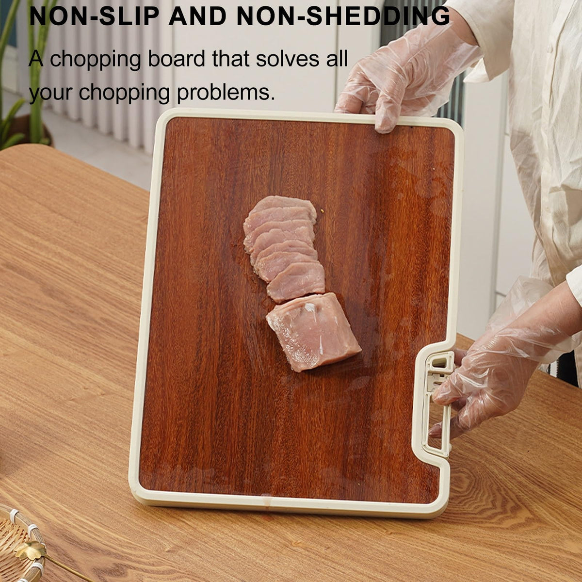 Double-sided cutting board - Serving board - Drinks board - Wooden cutting board - Kitchen board - Cheese board - Bread board - Meat board - Tapas board - Wooden cutting board - Chopping block - Kitchen accessories - Hygienic - Dishwasher safe - Brown - 1