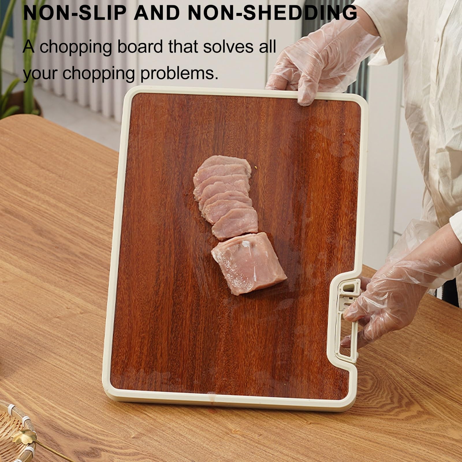 Double-sided cutting board - Serving board - Drinks board - Wooden cutting board - Kitchen board - Cheese board - Bread board - Meat board - Tapas board - Wooden cutting board - Chopping block - Kitchen accessories - Hygienic - Dishwasher safe - Brown - 1