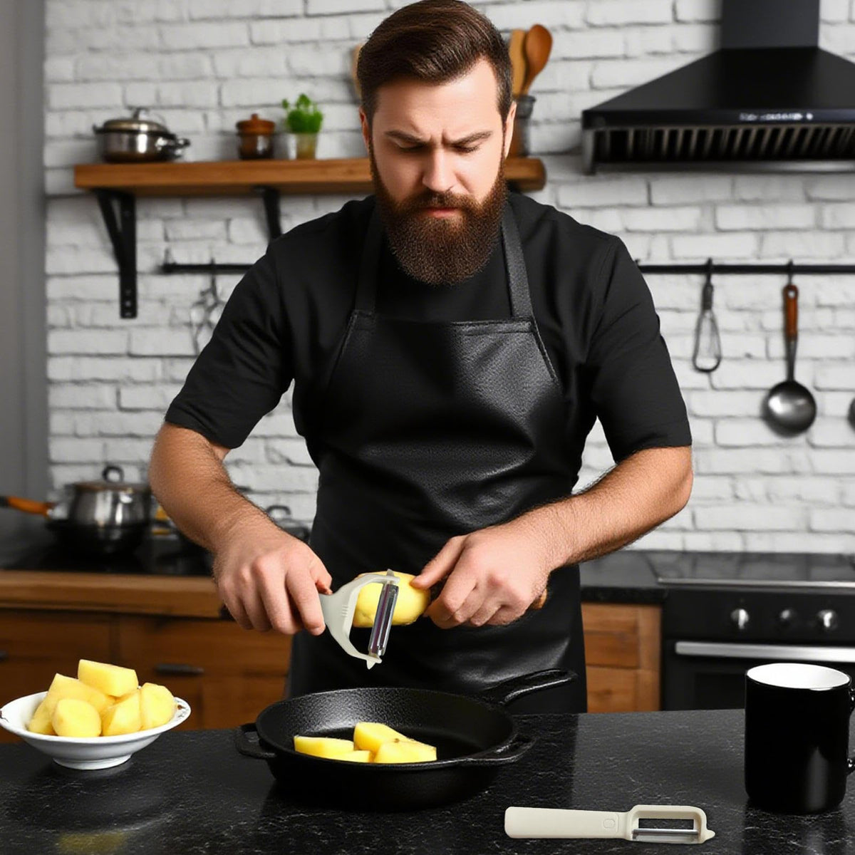 Peeler Set - Potato Peeler - Vegetable Peeler - Asparagus Peeler - Fruit Peeler - Paring Knives - Apple Peeler - Cucumber Peeler - Universal Peeler - Stainless Steel Blade - Kitchen Utensils - Kitchen Tools - Y Peeler - Beige - 2 Pieces