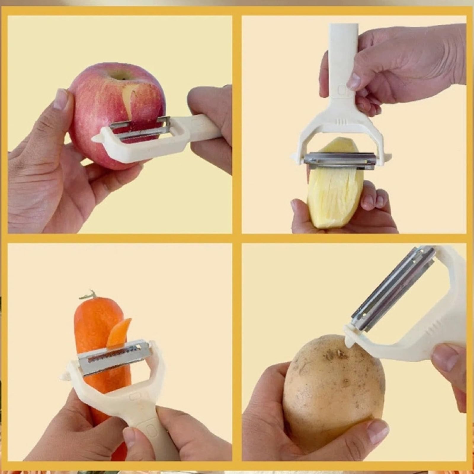 Peeler Set - Potato Peeler - Vegetable Peeler - Asparagus Peeler - Fruit Peeler - Paring Knives - Apple Peeler - Cucumber Peeler - Universal Peeler - Stainless Steel Blade - Kitchen Utensils - Kitchen Tools - Y Peeler - Beige - 2 Pieces