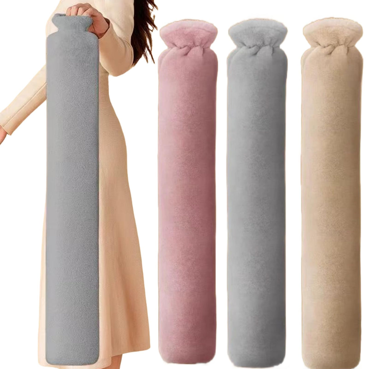 Long Hot Water Bottle - Hot Water Bottle - Hot Water Bottle with Cover - Neck Hot Bottle - Shoulder Hot Bottle - XXL Hot Bottle - Soft Hot Bottle - Bed Hot Bottle - Body Hot Bottle - Heating Bottle - Faux Fur - Imitation Fur - Winter Accessories - Gift fo