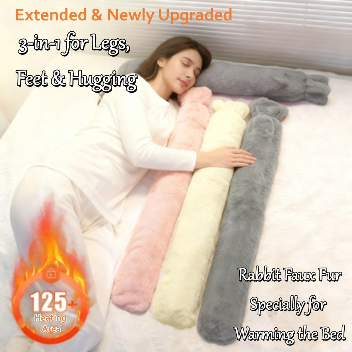 Long Hot Water Bottle - Hot Water Bottle - Hot Water Bottle with Cover - Neck Hot Bottle - Shoulder Hot Bottle - XXL Hot Bottle - Soft Hot Bottle - Bed Hot Bottle - Body Hot Bottle - Heating Bottle - Faux Fur - Imitation Fur - Winter Accessories - Gift fo