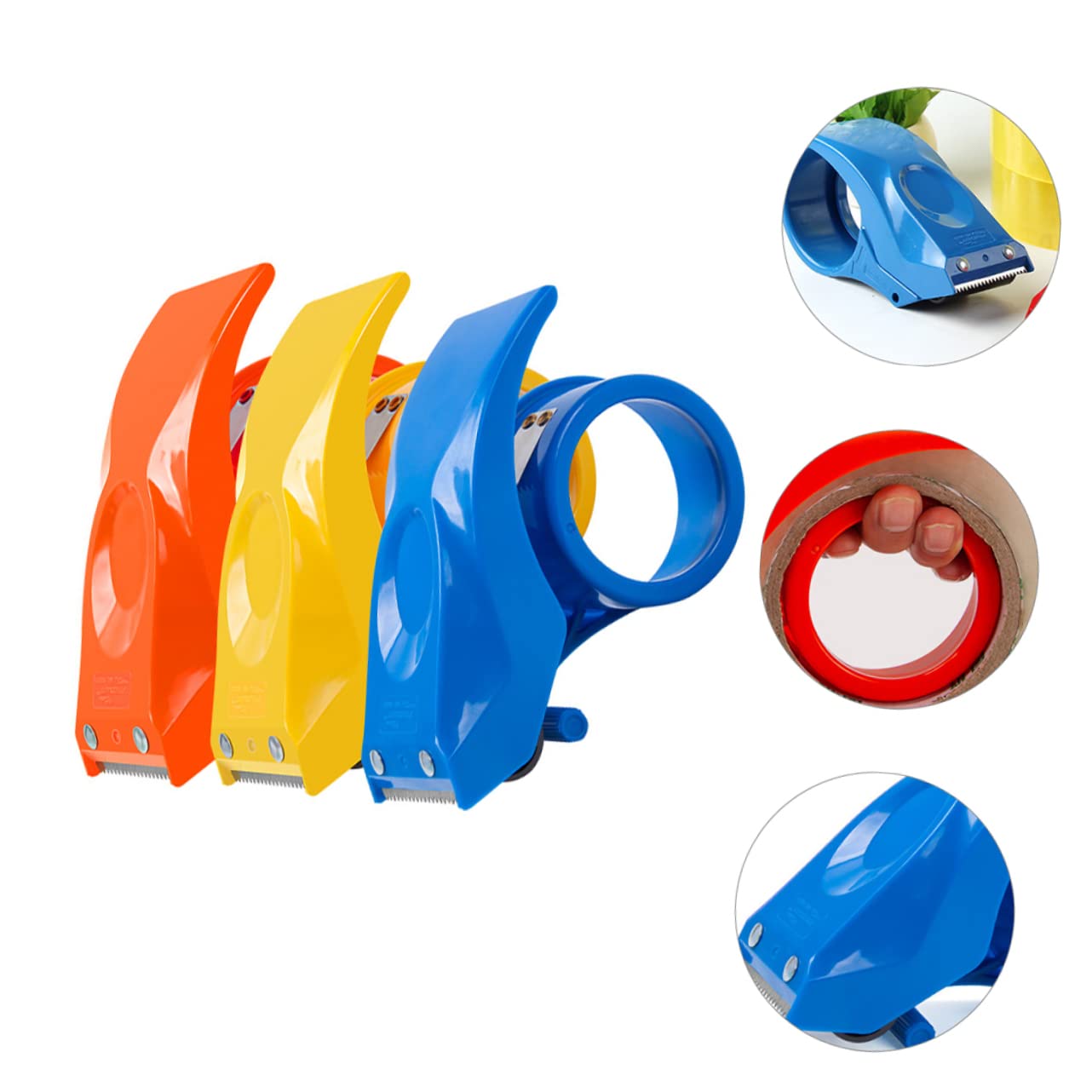 Tape Dispenser - Tape Dispenser - Tape Roller - Tape Roller - Office Supplies - Desk Accessories - Packaging Material - Packaging Tape Holder - Hand Dispenser - Tape Dispenser - Moving - Packing - Office Supplies - Multicolor - 3 Pieces
