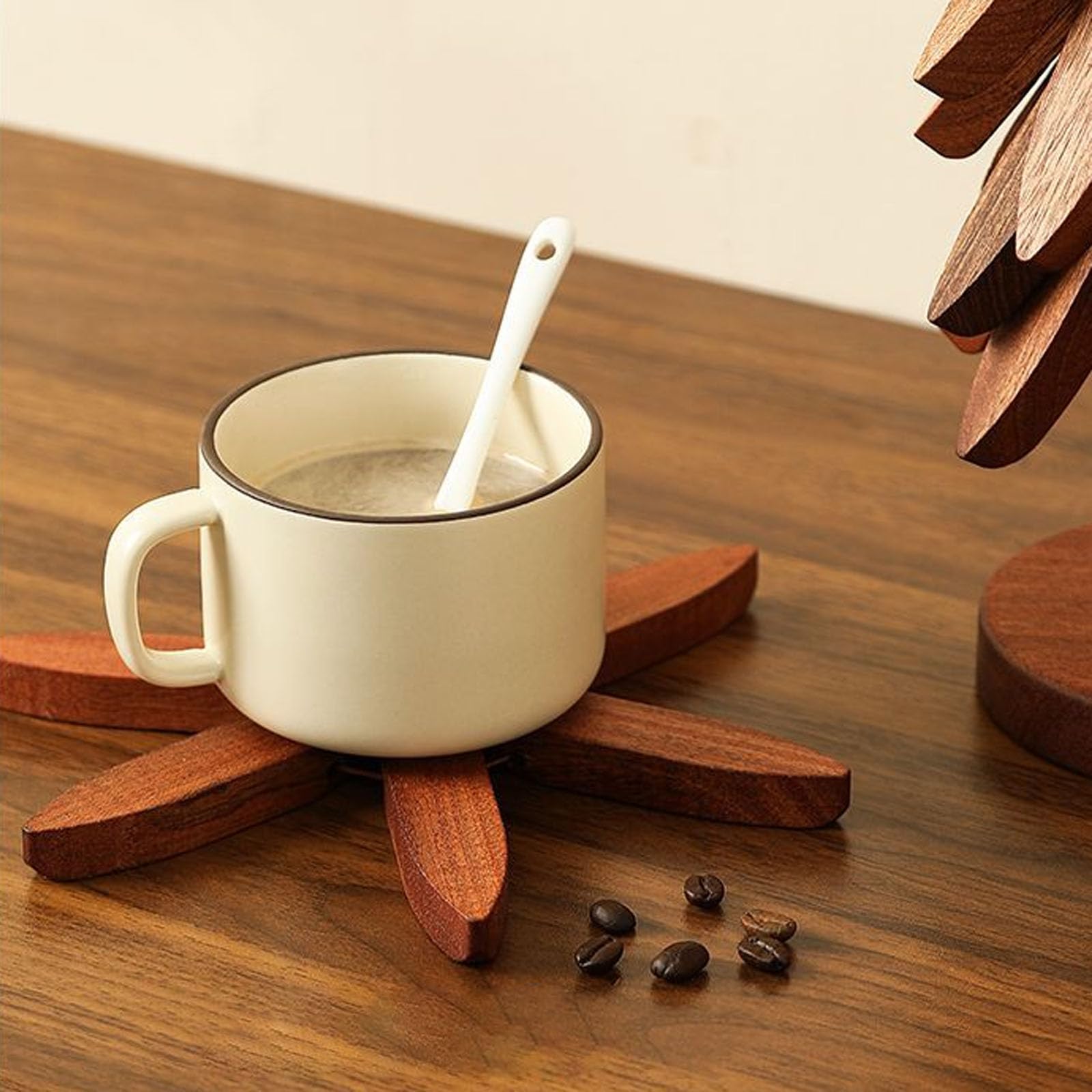 Wooden Coasters - Pan Coasters - Tree Coasters - Table Decoration - Home Accessories - Kitchen Accessories - Heat Resistant Coasters - Design Coasters - Wooden Decoration - Coasters - Glass Coasters - Brown - 2 Pieces