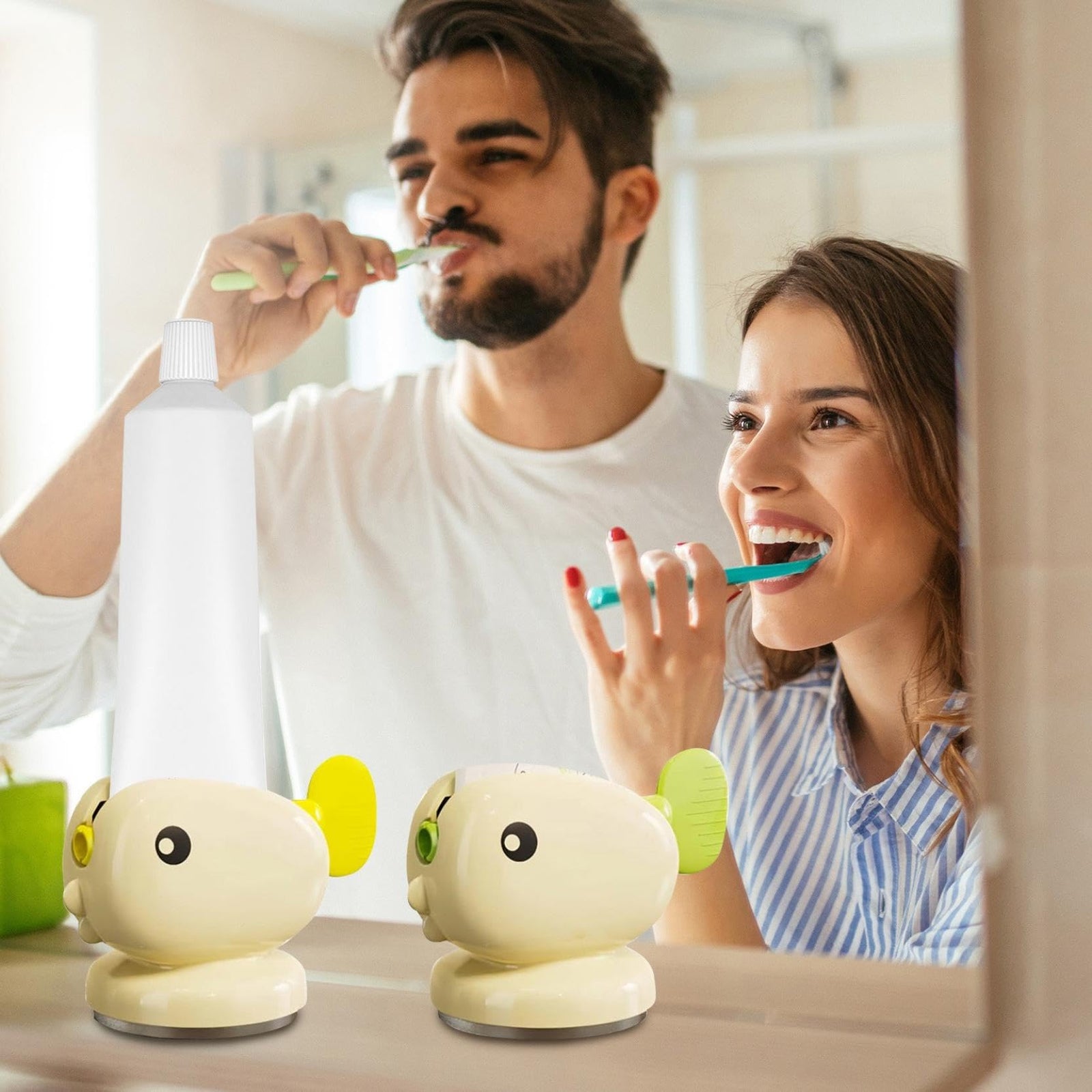 Toothpaste Squeezer - Tube Squeezer - Tube Roller - Toothpaste Holder - Tube Squeezer - Bathroom Accessories - Tube Press - Toothpaste Dispenser - Squeezer - Fish - Children - Bathroom Gadgets - Tube Key - Beige - 1 Piece