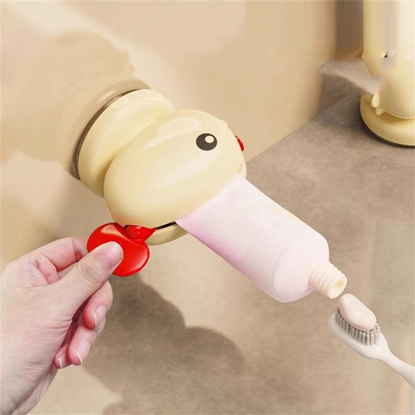 Toothpaste Squeezer - Tube Squeezer - Tube Roller - Toothpaste Holder - Tube Squeezer - Bathroom Accessories - Tube Press - Toothpaste Dispenser - Squeezer - Fish - Children - Bathroom Gadgets - Tube Key - Beige - 1 Piece