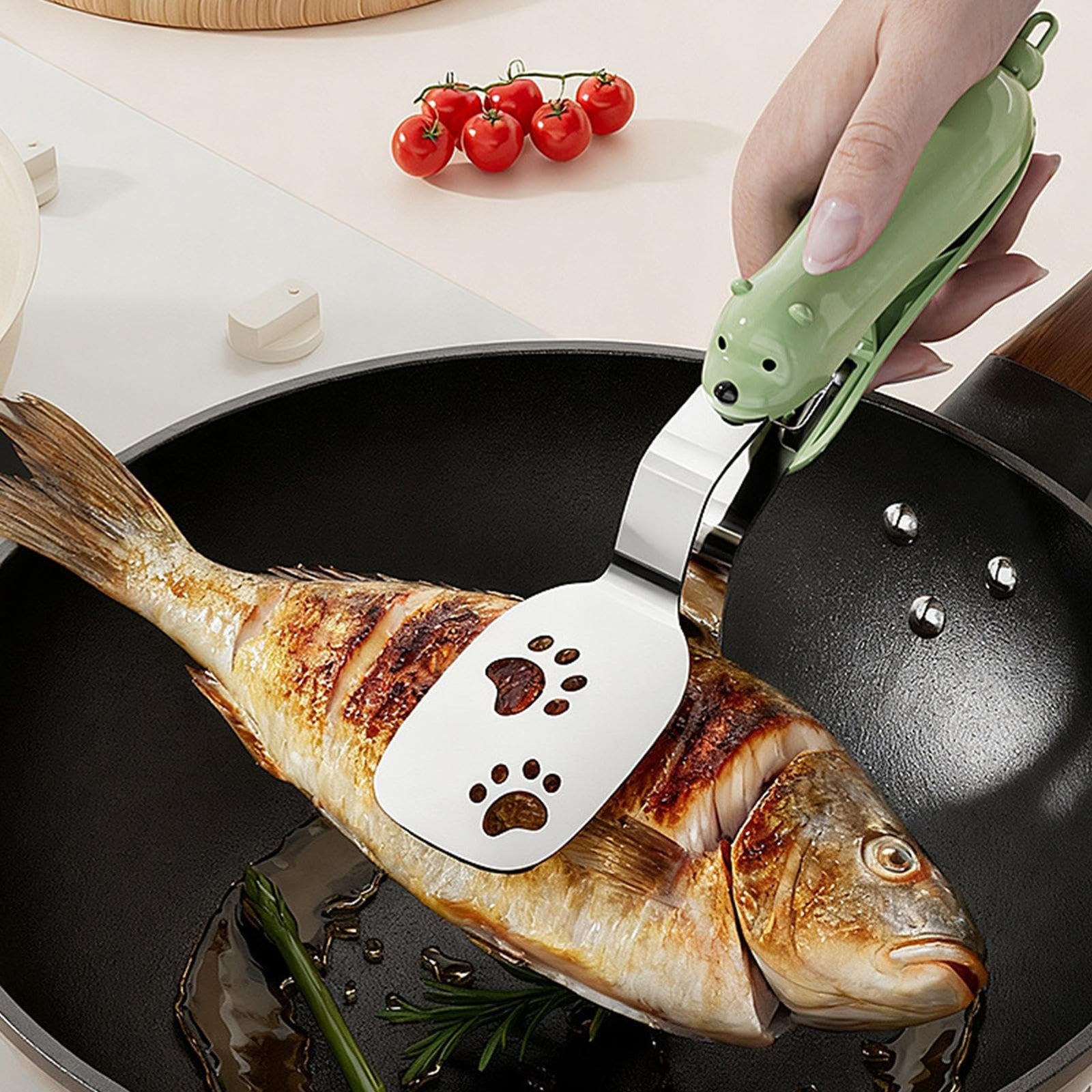 Kitchen Tongs - Spatula - BBQ Tongs - Meat Tongs - Kitchen Utensils - Kitchen Accessories - Grill Tongs - Spatula - Funny Gadgets - Cooking Utensils - Serving Tongs - Kitchen Tools - Original Gift - Green - 1 Piece