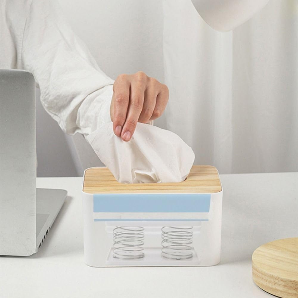 Tissue Box Spring - Tissue Holder - Tissue Box Lift - Tissue Box Base Support - Tissue Dispenser - Spring Holder - Napkin Holder - Tissue Storage Box - Bathroom Organizer - Toilet Accessories - Kitchen Gadget - White - 1 Piece