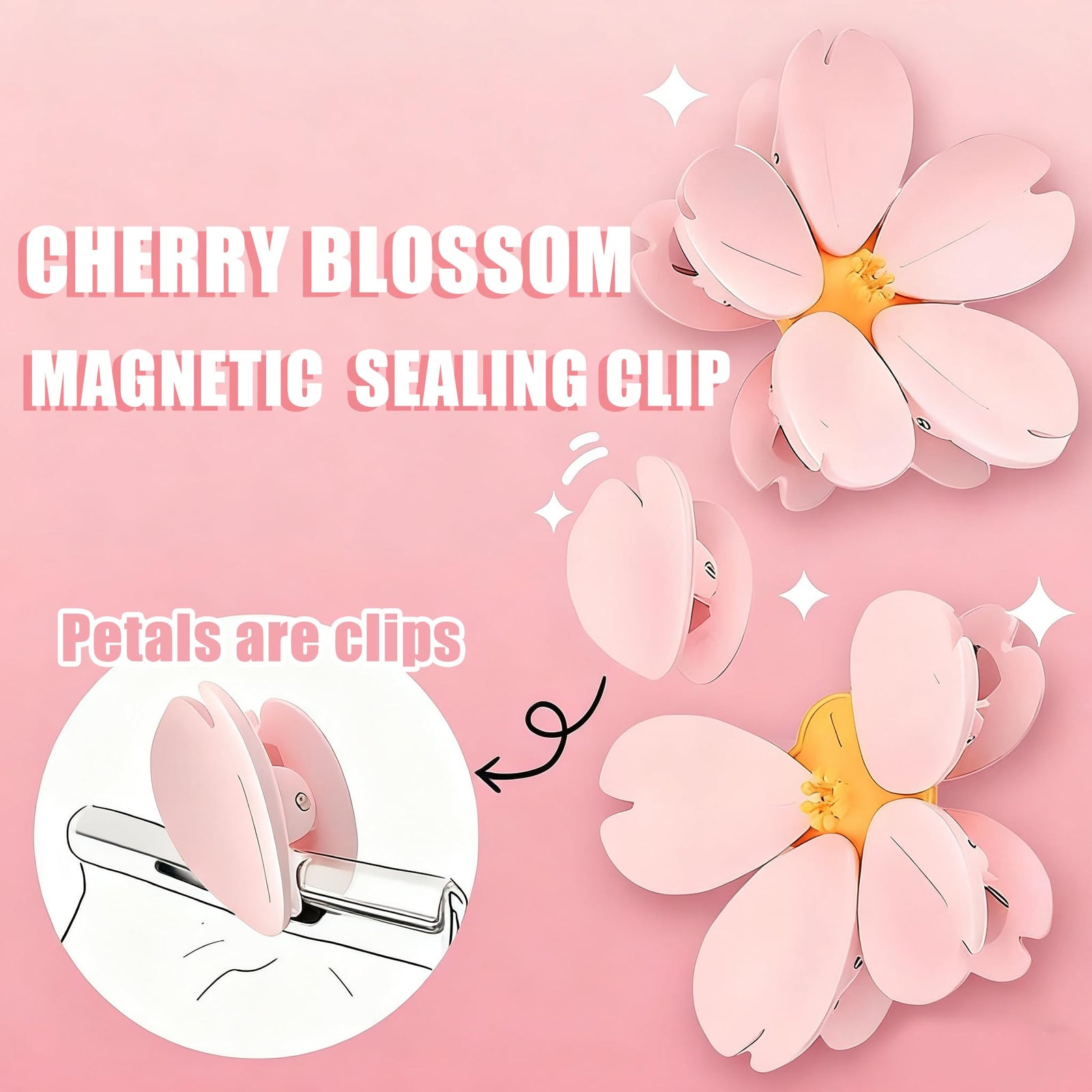 Fridge Magnets - Magnetic Clips - Cherry Blossom - Whiteboard Magnets - Closure Clips - Food Clips - Memo Holder - Flower Decoration - Kitchen Accessories - Pocket Clips - Office Supplies - Blackboard Magnets - Pink - 1 Piece