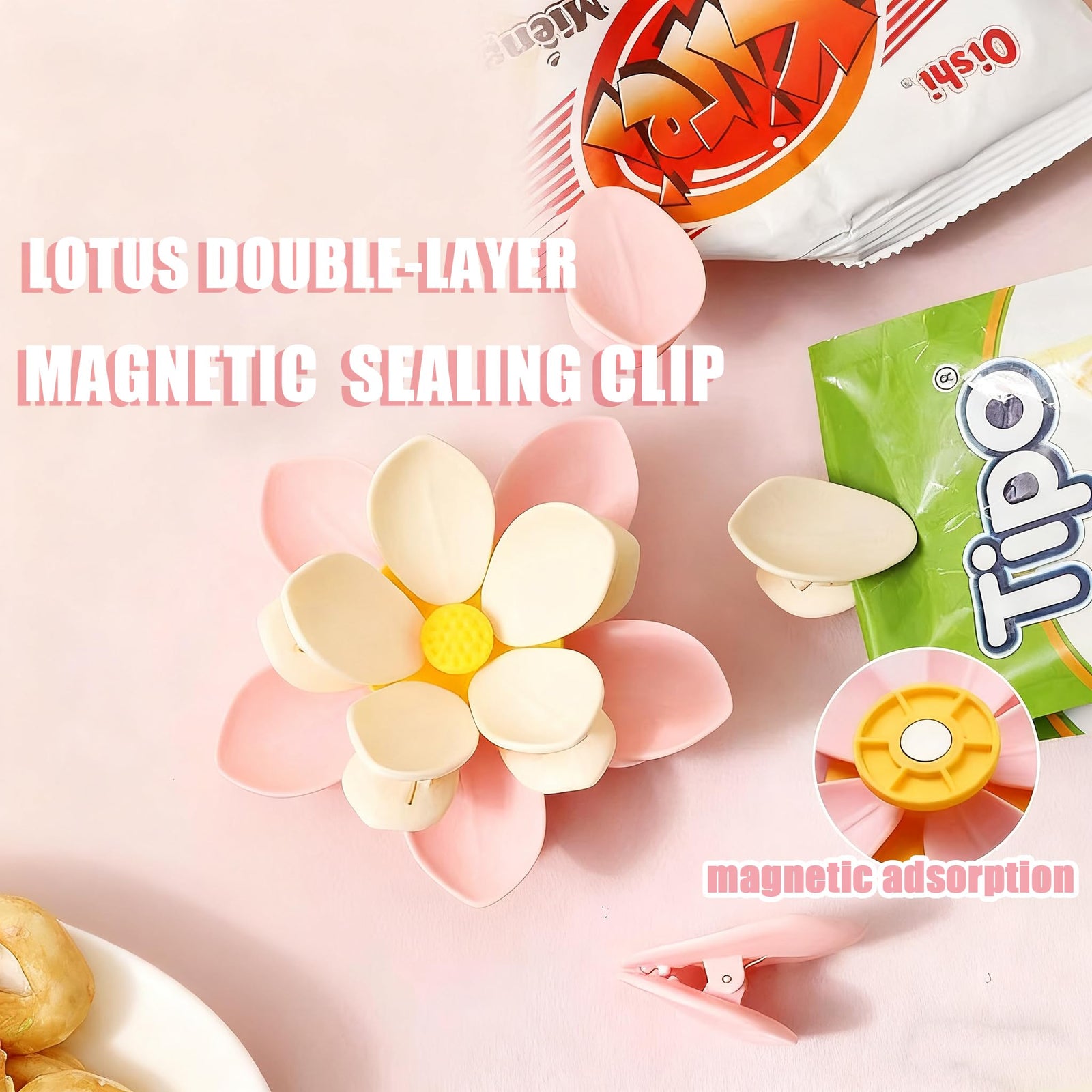 Fridge Magnets - Magnetic Clips - Cherry Blossom - Whiteboard Magnets - Closure Clips - Food Clips - Memo Holder - Flower Decoration - Kitchen Accessories - Pocket Clips - Office Supplies - Blackboard Magnets - Pink - 1 Piece