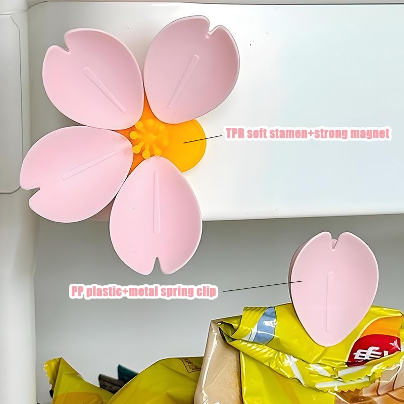 Fridge Magnets - Magnetic Clips - Cherry Blossom - Whiteboard Magnets - Closure Clips - Food Clips - Memo Holder - Flower Decoration - Kitchen Accessories - Pocket Clips - Office Supplies - Blackboard Magnets - Pink - 1 Piece