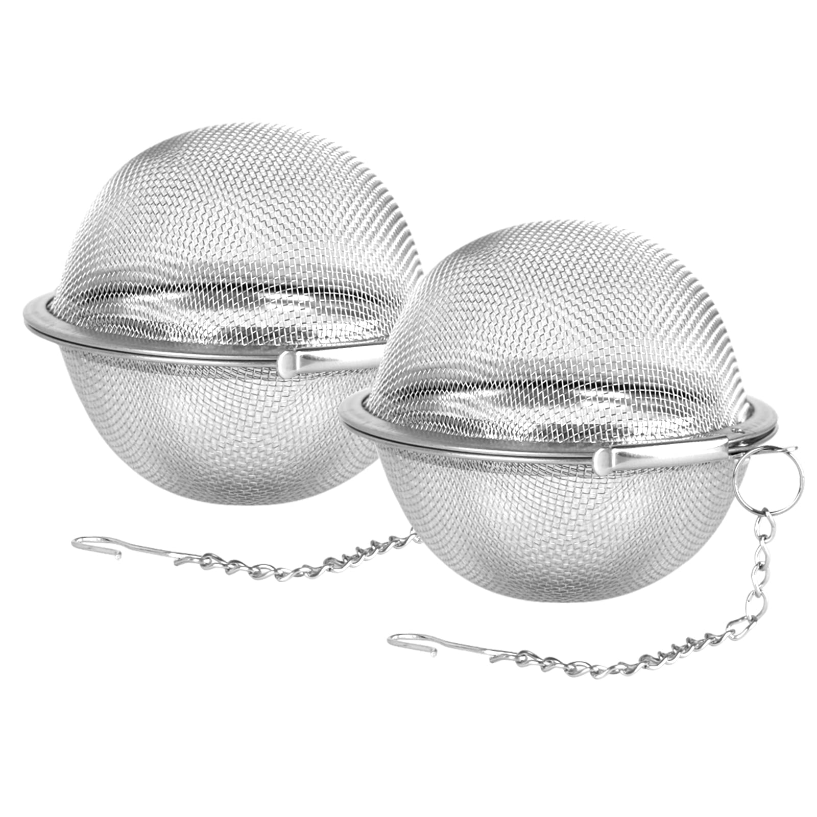 Stainless Steel Tea Egg - Loose Tea Filter - Tea Strainer - Tea Ball - Herb Ball - Spice Filter - Tea Infuser - Reusable Tea Bag - Kitchen Accessories - Gift for Tea Lover - Dishwasher Safe - Teapot Filter - Silver - 2 Pieces