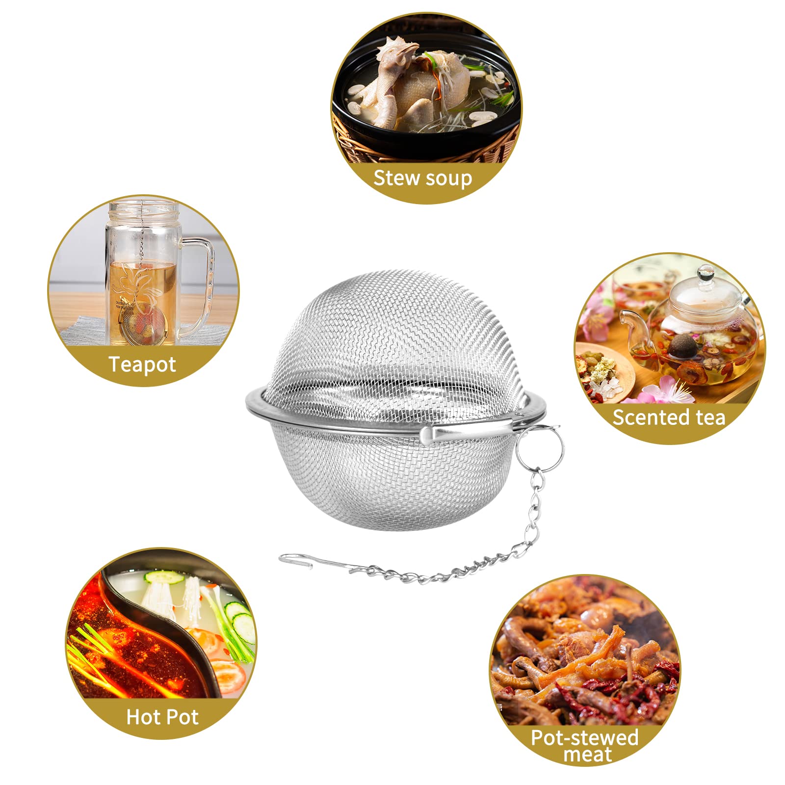 Stainless Steel Tea Egg - Loose Tea Filter - Tea Strainer - Tea Ball - Herb Ball - Spice Filter - Tea Infuser - Reusable Tea Bag - Kitchen Accessories - Gift for Tea Lover - Dishwasher Safe - Teapot Filter - Silver - 2 Pieces