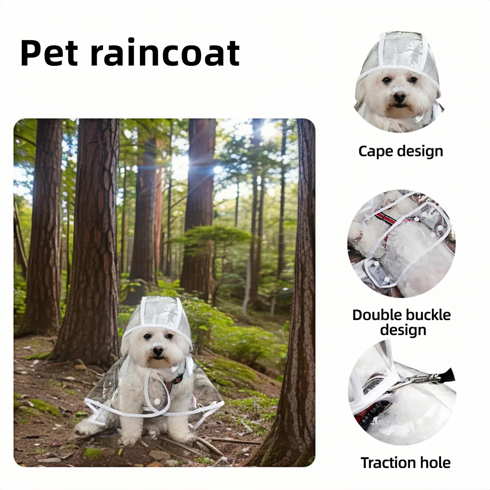 Dog Raincoat - Dog Raincoat - Waterproof Dog Coat - Transparent Rain Poncho - Dog Clothing - Rain Suit - Hooded Jacket - Dog Accessories - Walking Supplies - Dog Supplies - Outdoor Pet - Transparent - 1 Piece