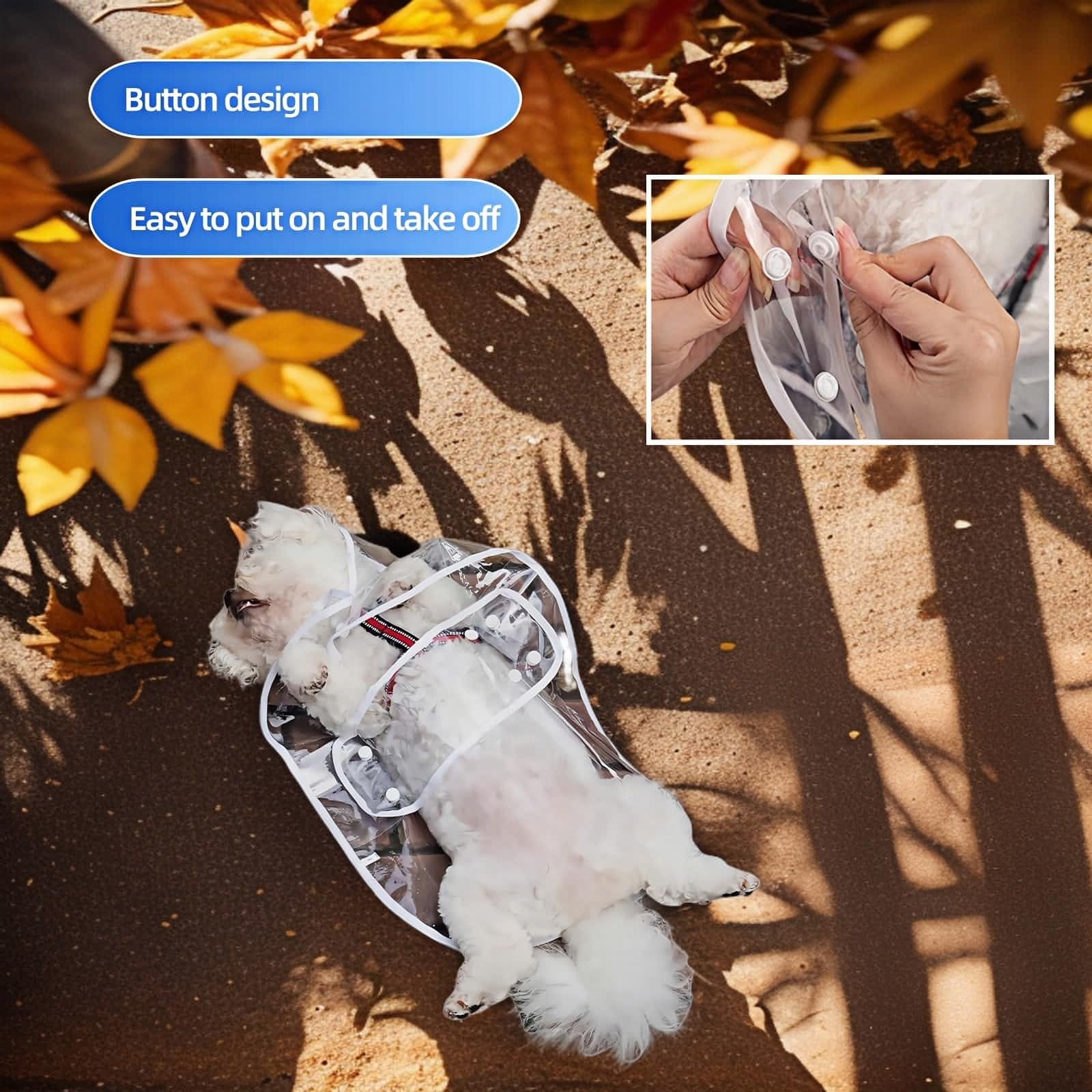 Dog Raincoat - Dog Raincoat - Waterproof Dog Coat - Transparent Rain Poncho - Dog Clothing - Rain Suit - Hooded Jacket - Dog Accessories - Walking Supplies - Dog Supplies - Outdoor Pet - Transparent - 1 Piece