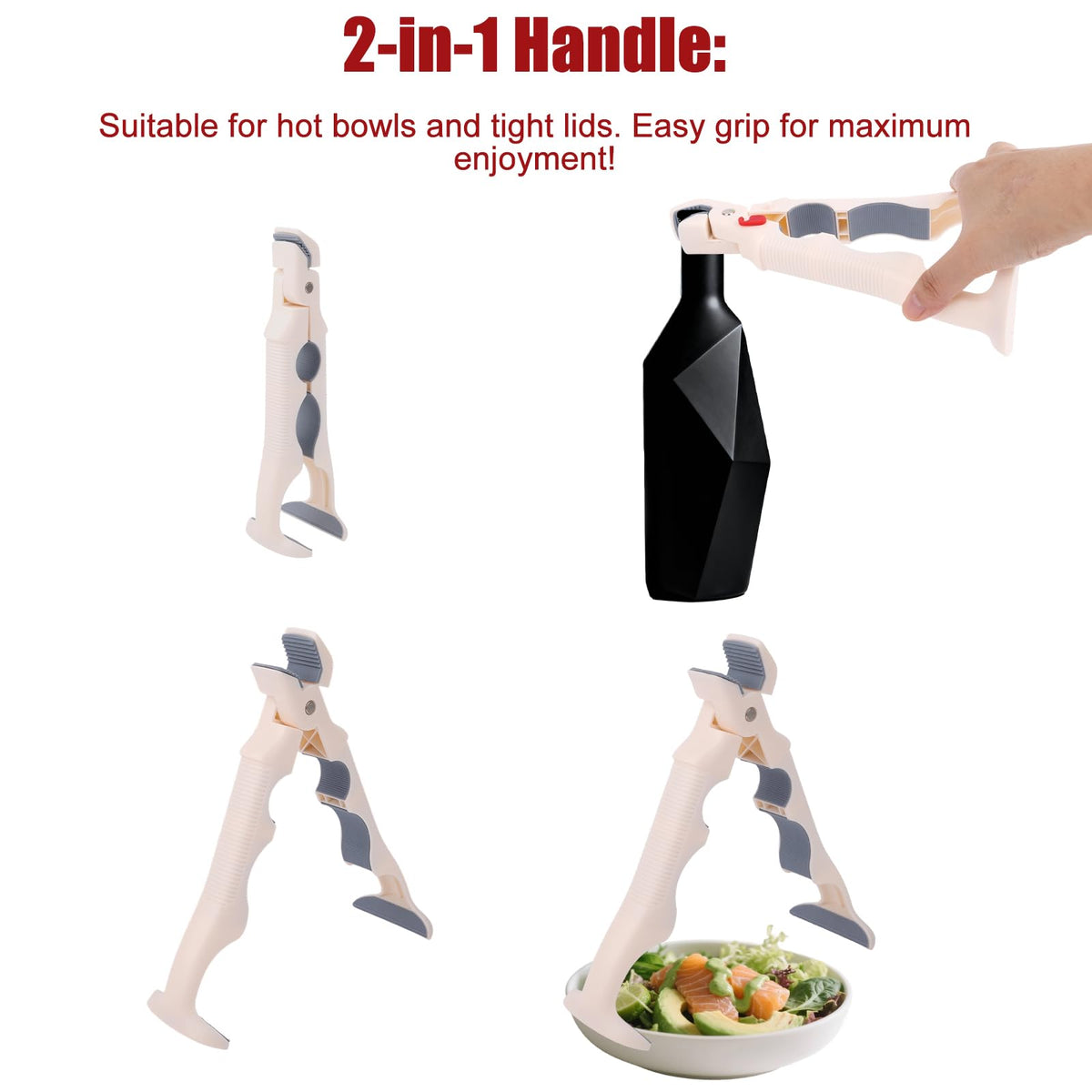 Pan Handle - Plate Tongs - Bowl Tongs - Hot Dish Gripper - Airfryer Accessories - Anti-Scorch Clip - Oven Glove Alternative - Microwave Aid - Kitchen Gadget - Heat Resistant - Anti-Slip - Pan Lifter - Beige - 2 Pieces