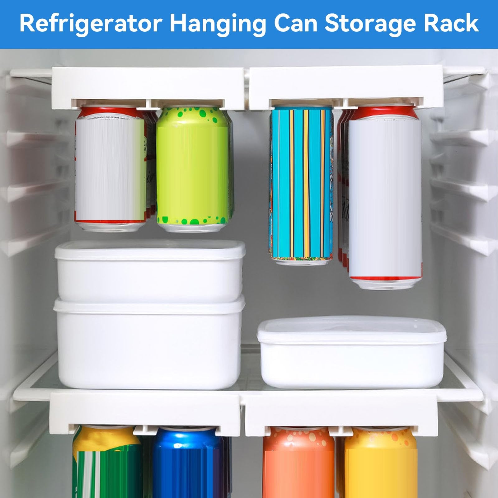 Can Holder Fridge - Fridge Organizer Hanging - Soda Can Rack - Beer Holder - Fridge Storage Rack - Hanging Drawer - Beverage Dispenser - Space Saving - Kitchen Accessories - Bottle Holder - Storage System - White - 1 Piece
