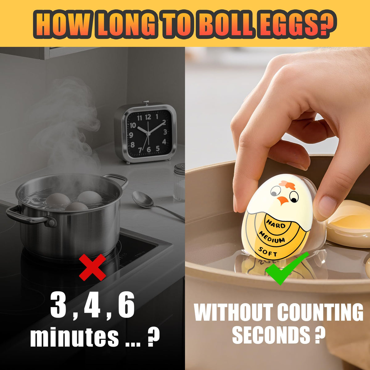 Egg Timer - Cook Along Egg Timer - Kitchen Timer - Egg Timer - Color Change Indicator - Heat Sensitive Sensor - Boil Eggs - Kitchen Gadget - Hard Medium Soft - Kitchen Accessories - Cooking Aid - Funny Gift - Pink - 2 Pieces