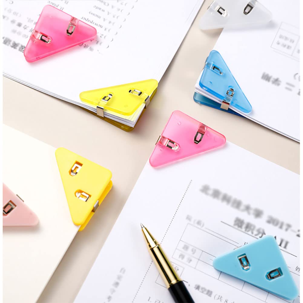 Triangle Paperclips - Bookmark - Corner Clips - Paper Clamps - Desk Accessories - School Supplies - Document Organizer - Bookmark - Office Supplies - Note Clips - Study Supplies - Reading Accessories - Assorted Colors - Pack of 7