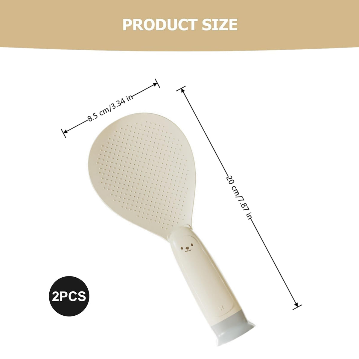 Rice Spoon - Standing Serving Spoon - Rice Scoop - Non-Stick - Rice Cooker Accessories - Potato Spoon - Kitchen Gadget - Sushi Making - Serving Cutlery - Heat Resistant - Dishwasher Safe - Kitchen Utensils - Beige - 2 Pieces