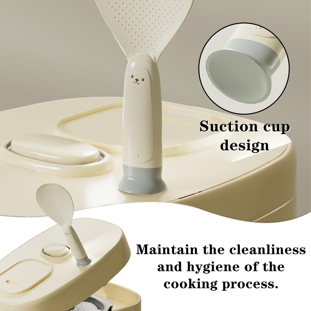 Rice Spoon - Standing Serving Spoon - Rice Scoop - Non-Stick - Rice Cooker Accessories - Potato Spoon - Kitchen Gadget - Sushi Making - Serving Cutlery - Heat Resistant - Dishwasher Safe - Kitchen Utensils - Beige - 2 Pieces