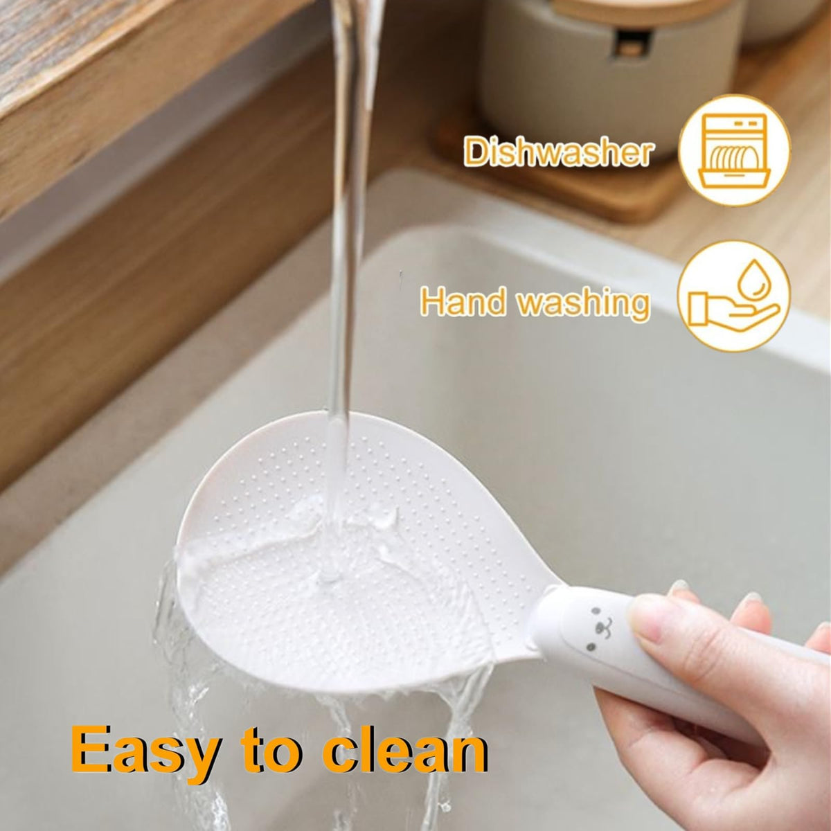 Rice Spoon - Standing Serving Spoon - Rice Scoop - Non-Stick - Rice Cooker Accessories - Potato Spoon - Kitchen Gadget - Sushi Making - Serving Cutlery - Heat Resistant - Dishwasher Safe - Kitchen Utensils - Beige - 2 Pieces