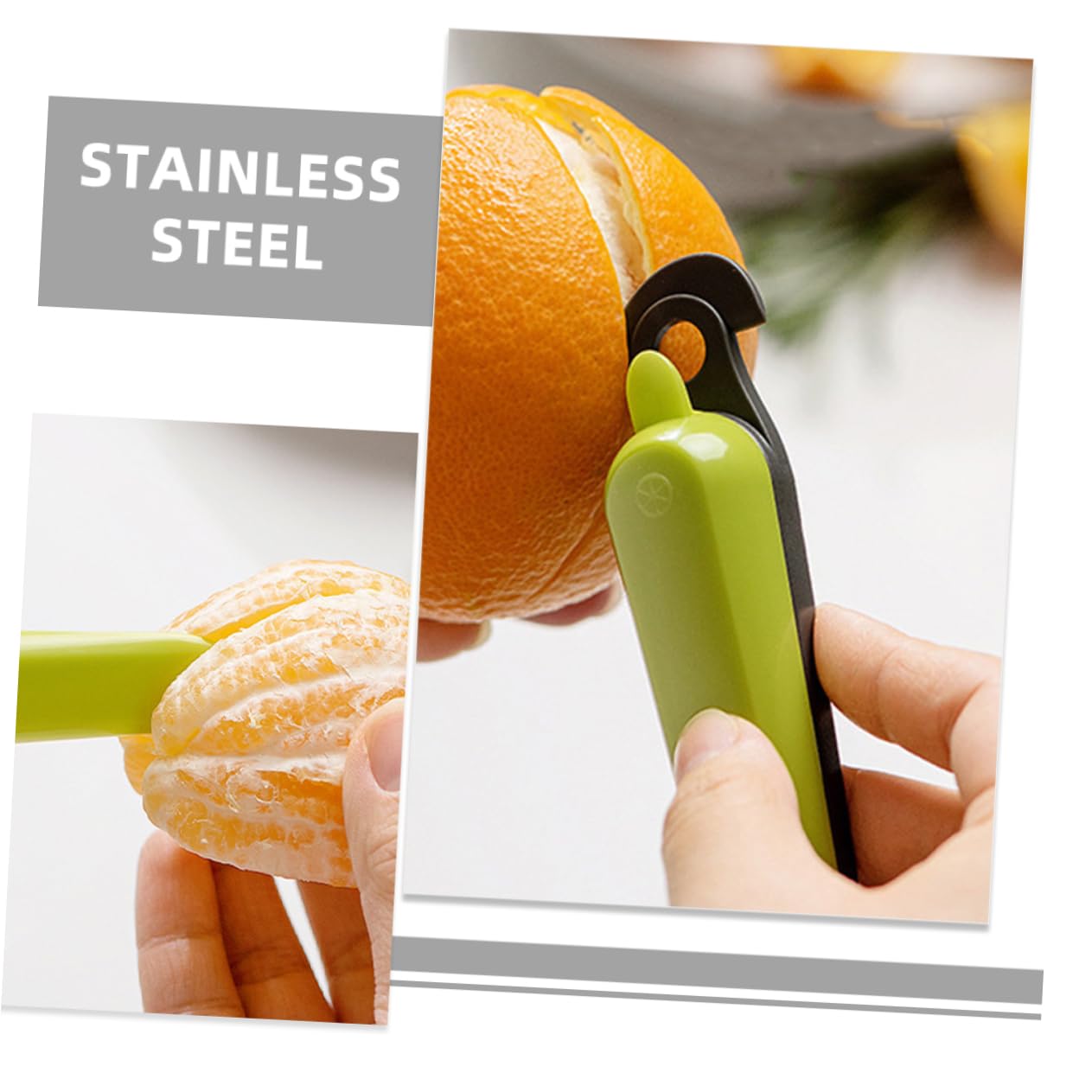 Orange Peeler - Citrus Peeler - Fruit Peeler - Kitchen Tool - Grapefruit Opener - Peel Remover - Plastic Peeling Knife - Kitchen Accessories - Citrus Fruit Tool - Handy Kitchen Utensils - Fruit Preparation - Mandarin Peeler - Yellow and Green - 2 Pieces