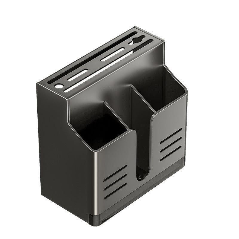 Knife Block Without Drilling - Cutlery Holder - Kitchen Organizer Countertop - Universal Knife Holder - Kitchen Utensil Holder - Spoon Holder - Wall Rack Kitchen - Cutlery Drainer - Cutlery Tray - Standing or Hanging - Storage System - Dark Gray - 1 Piece