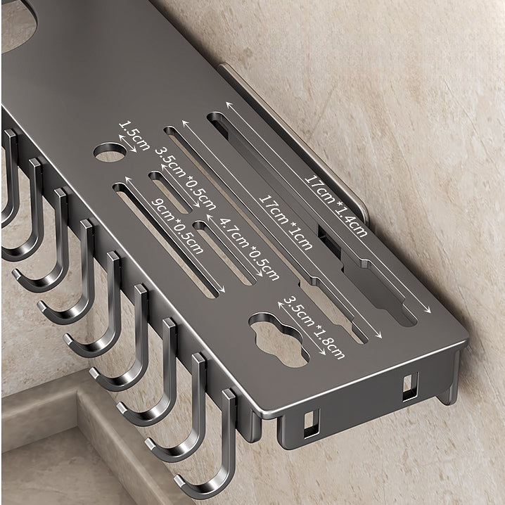 Corner Kitchen Rack - Knife Block Without Drilling - Cutlery Holder - Rotating Wall Rack - Kitchen Organizer - Utensil Holder - Hanging Hooks - Towel Rack - Spoon Holder - Spatula Holder - Countertop Storage - Multifunctional - Dark Gray - 1 Piece