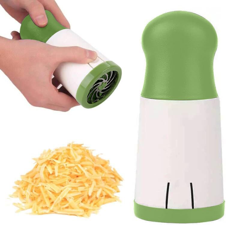 Cheese Mill - Cheese Grater - Parmesan Grater - Herb Mill - Manual Grater - Nut Grinder - Chocolate Grater - Kitchen Aid - Rotating Grater - Kitchen Utensils - Stainless Steel Blades - Hard Cheese Mill - Dishwasher Safe - White and Green - 1 Piece