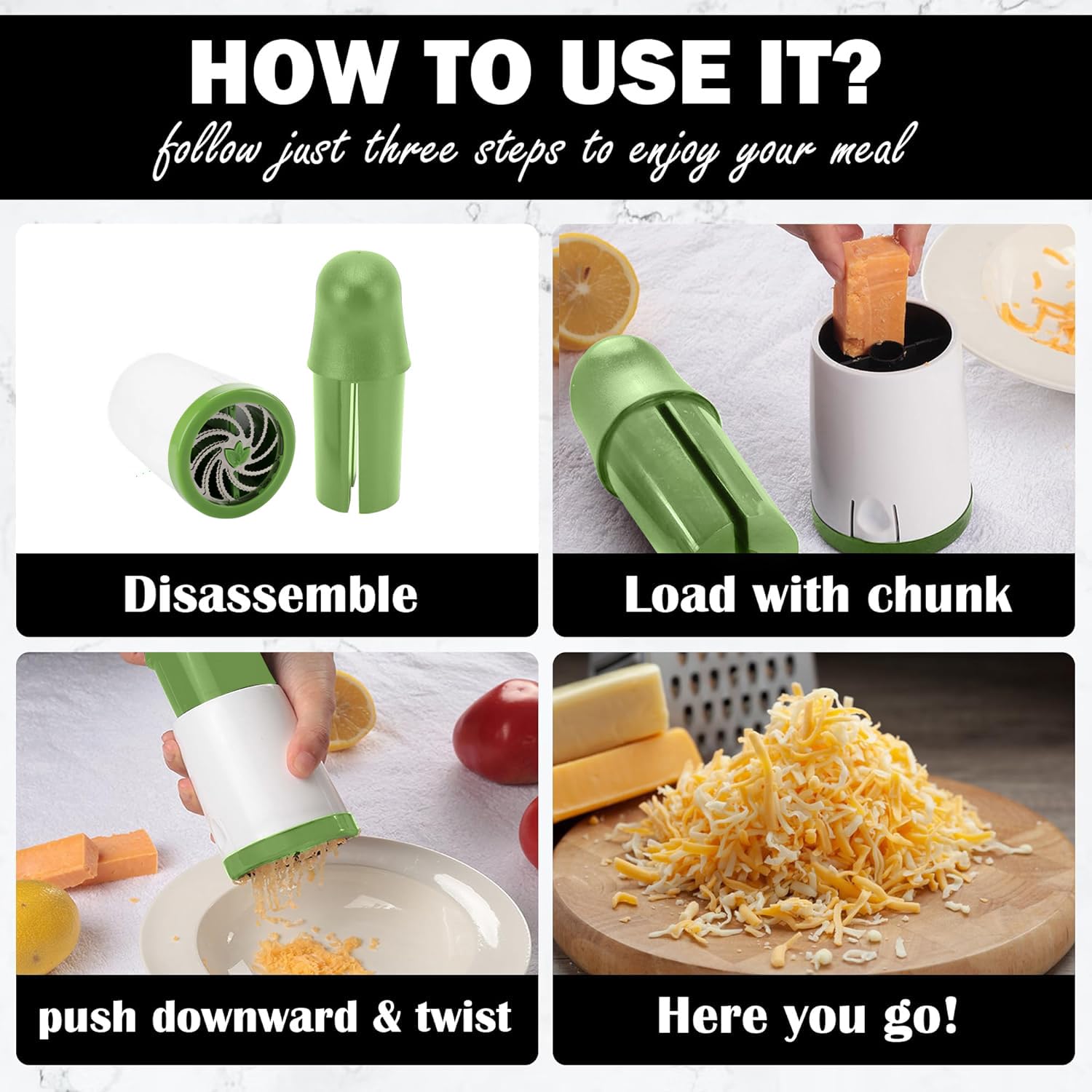 Cheese Mill - Cheese Grater - Parmesan Grater - Herb Mill - Manual Grater - Nut Grinder - Chocolate Grater - Kitchen Aid - Rotating Grater - Kitchen Utensils - Stainless Steel Blades - Hard Cheese Mill - Dishwasher Safe - White and Green - 1 Piece