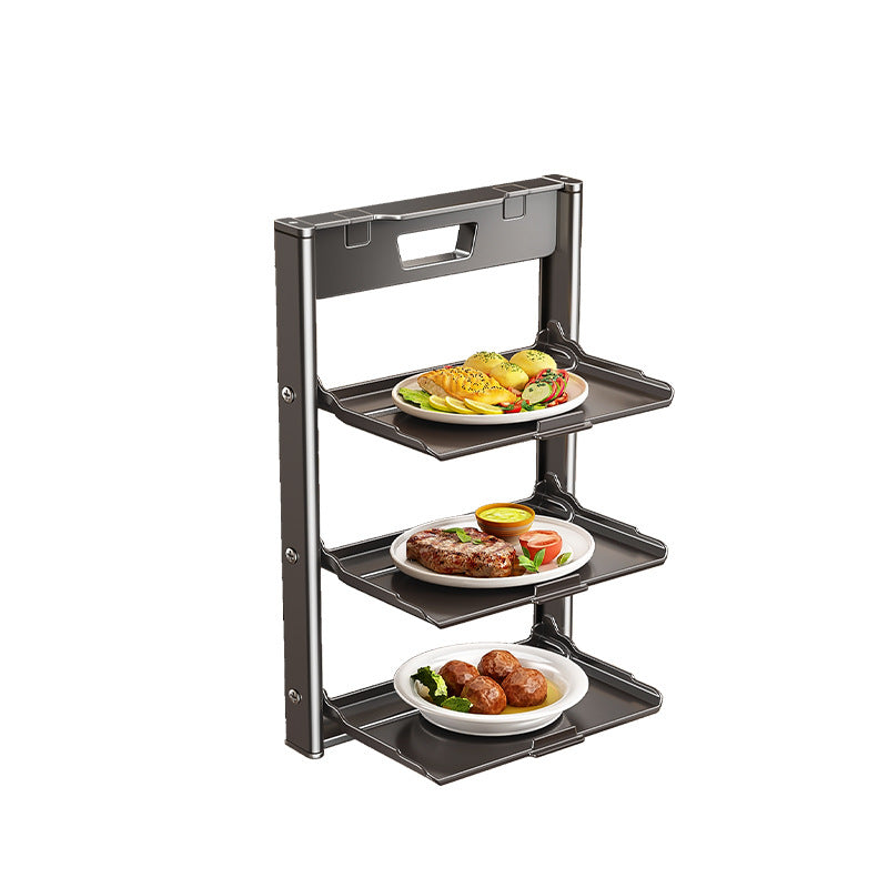 Kitchen Organizer - Kitchen Rack - Etagere - Plate Rack - Countertop Organizer - Kitchen Accessories - Serving Tower - Gourmet Dishes - Vegetable Rack - Storage Rack - Space Saving - Kitchen Utensils - Tapas - BBQ - 3 Tiers - Dark Gray - 1 Piece