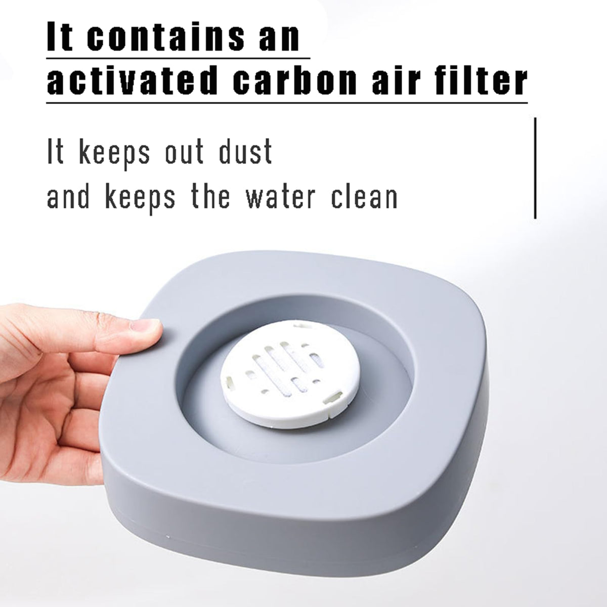 Dog Drinking Bowl - Cat Water Bowl - Anti-Spill Drinking Bowl - Dog Accessories - Anti-Spill - Splash-Proof - Floating Bowl - Travel Drinking Bowl - For Car - Cats - Puppy - Water Dispenser - Pet Gift - Anti-Slobber - Square - Gray - 1 Piece