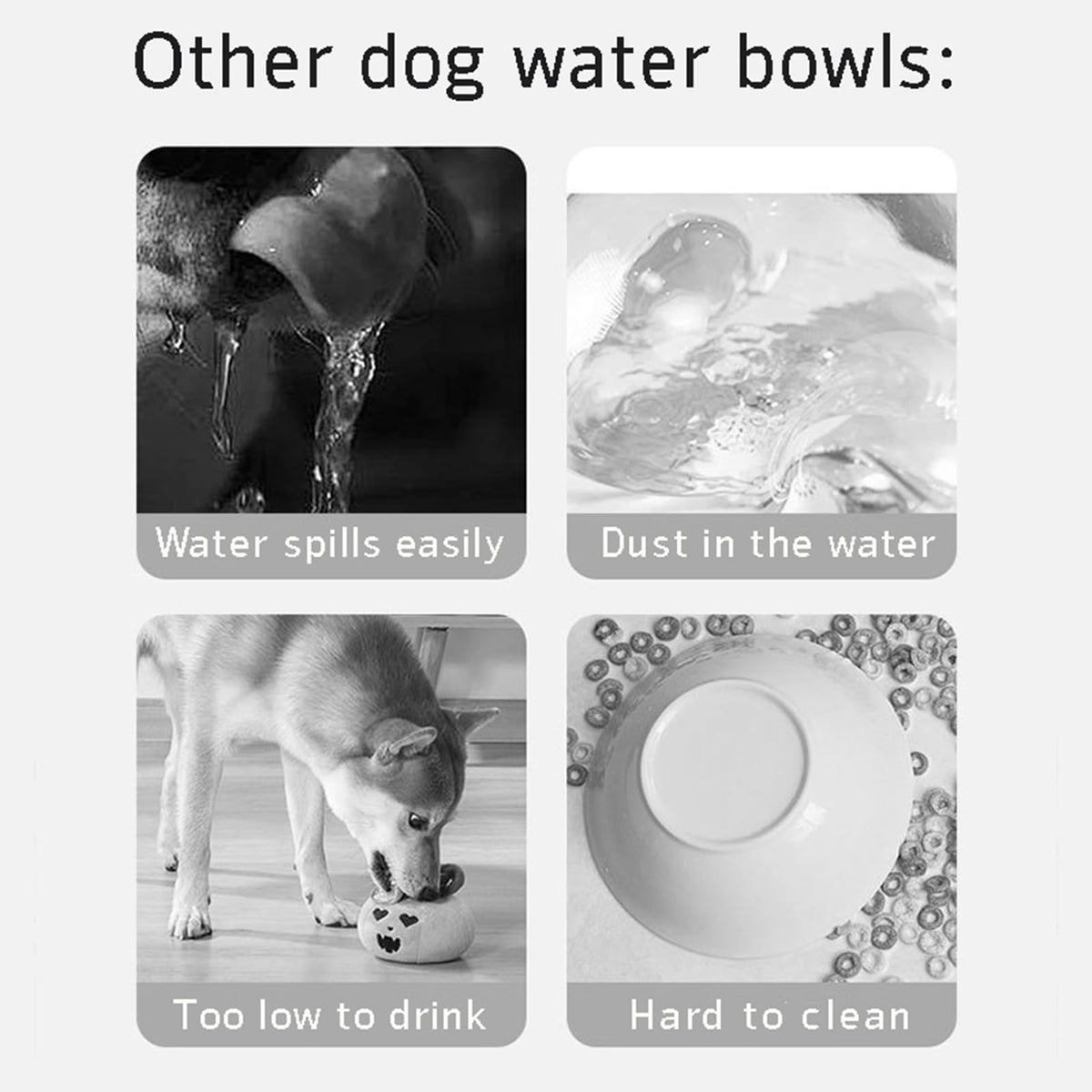 Dog Drinking Bowl - Cat Water Bowl - Anti-Spill Drinking Bowl - Dog Accessories - Anti-Spill - Splash-Proof - Floating Bowl - Travel Drinking Bowl - For Car - Cats - Puppy - Water Dispenser - Pet Gift - Anti-Slobber - Square - Gray - 1 Piece