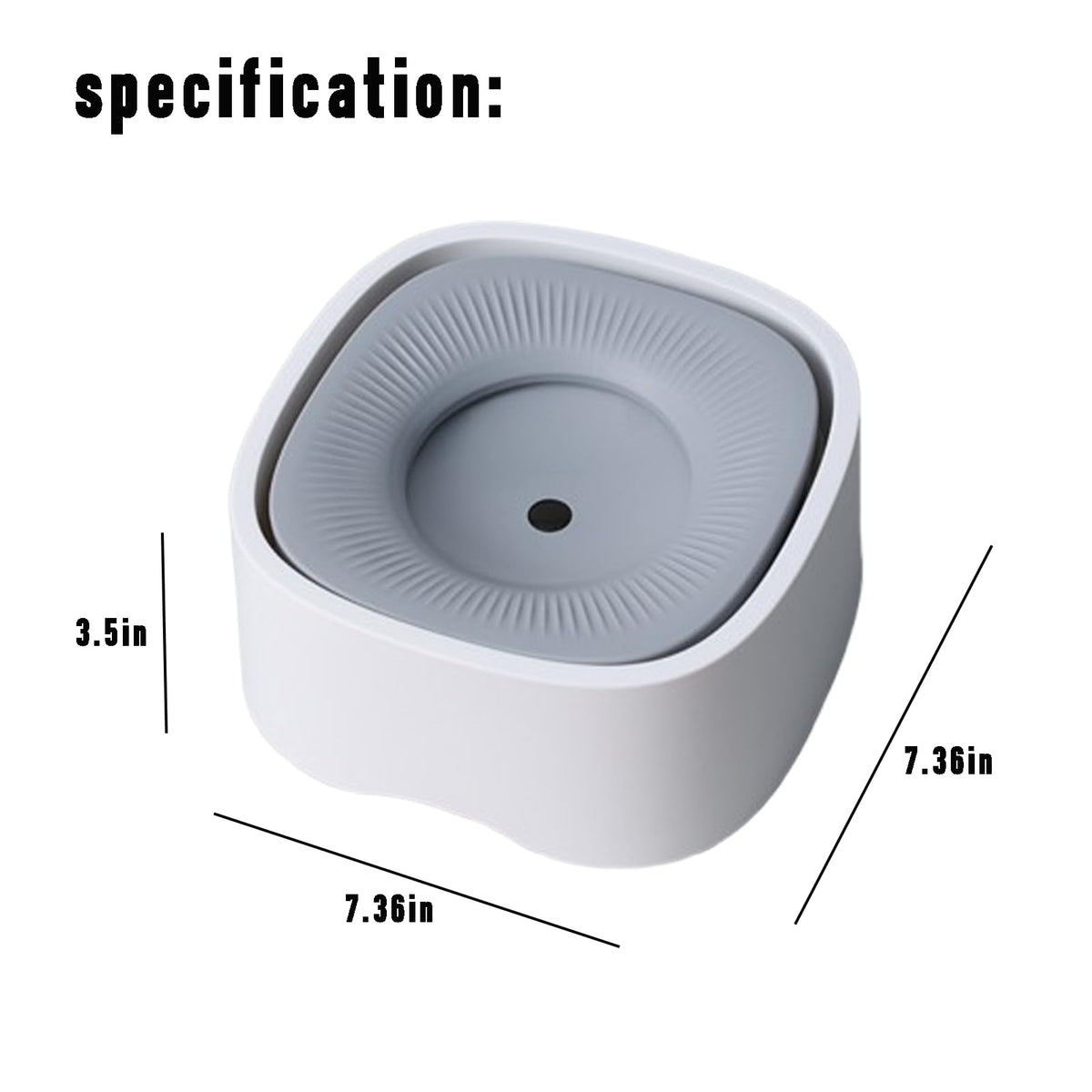 Dog Drinking Bowl - Cat Water Bowl - Anti-Spill Drinking Bowl - Dog Accessories - Anti-Spill - Splash-Proof - Floating Bowl - Travel Drinking Bowl - For Car - Cats - Puppy - Water Dispenser - Pet Gift - Anti-Slobber - Square - Gray - 1 Piece