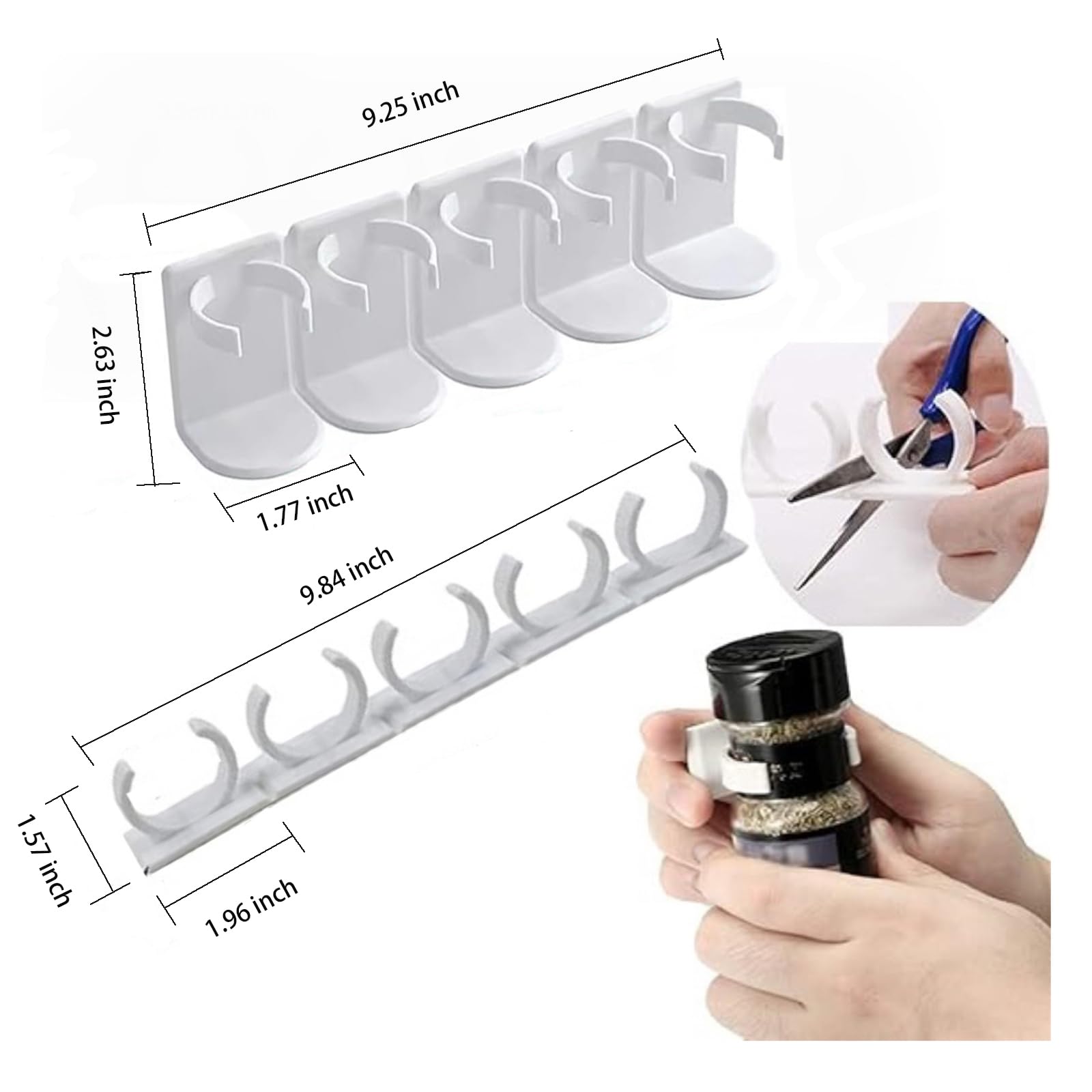 Spice Rack - Bathroom Rack - Kitchen Organizer - Shower Gel Holder - Spice Holder - Shampoo Holder - Bathroom Accessories - Spice Rack - Kitchen Cabinet Organizer - Storage Rack - Hanging System - Self-Adhesive No Drilling - White - 2 Pieces