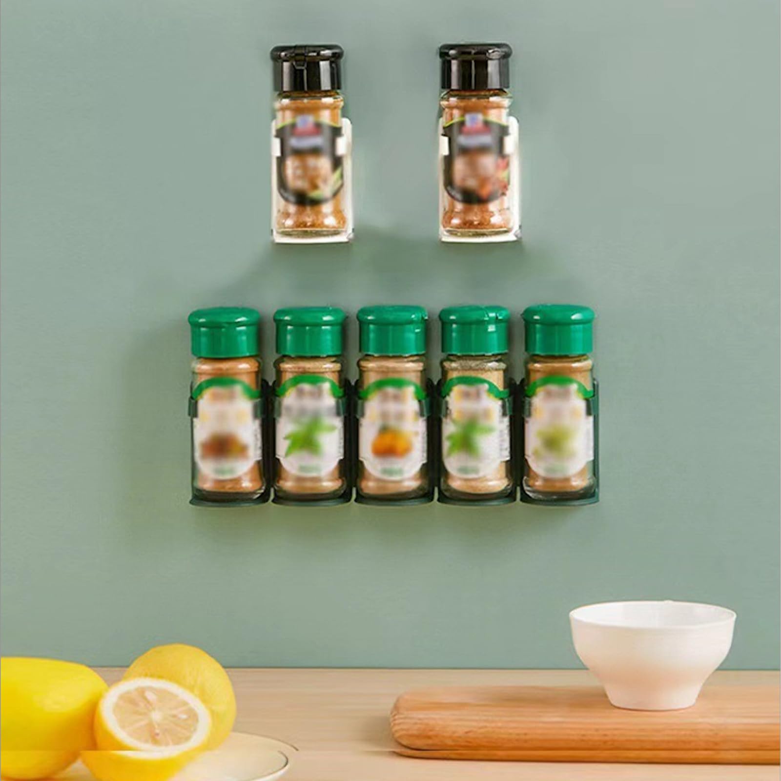 Spice Rack - Bathroom Rack - Kitchen Organizer - Shower Gel Holder - Spice Holder - Shampoo Holder - Bathroom Accessories - Spice Rack - Kitchen Cabinet Organizer - Storage Rack - Hanging System - Self-Adhesive No Drilling - White - 2 Pieces