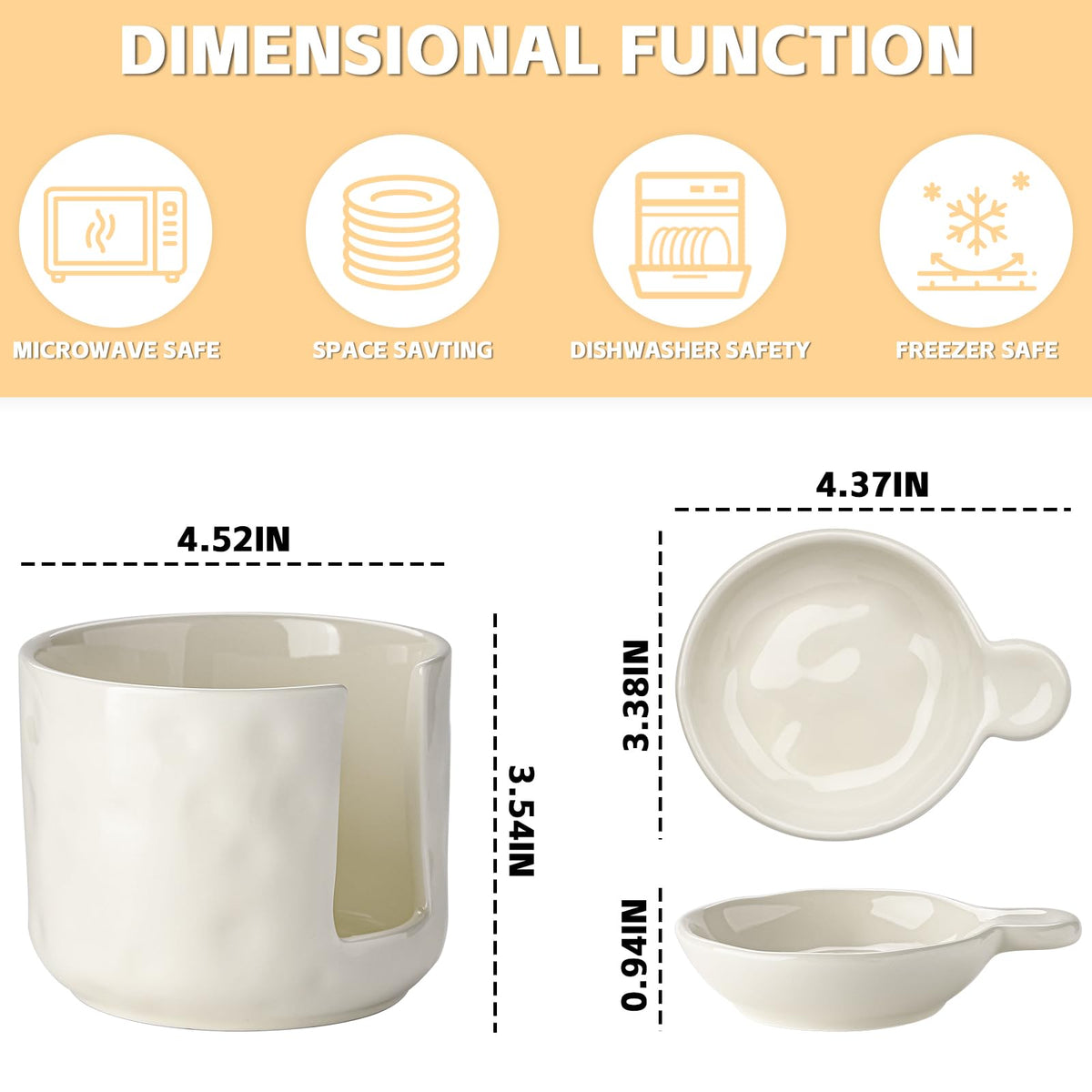 Sauce bowls - Tapas bowls - Dip bowls - Drinks bowls - Soy sauce bowl - Amuse bowls - Serving bowls - Gourmet - Snack bowls - Tableware - Ceramic Stackable with holder - White - 6 pieces