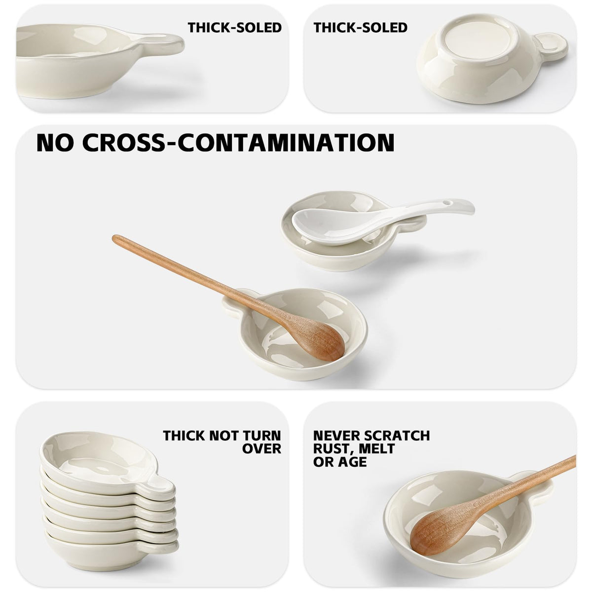 Sauce bowls - Tapas bowls - Dip bowls - Drinks bowls - Soy sauce bowl - Amuse bowls - Serving bowls - Gourmet - Snack bowls - Tableware - Ceramic Stackable with holder - White - 6 pieces