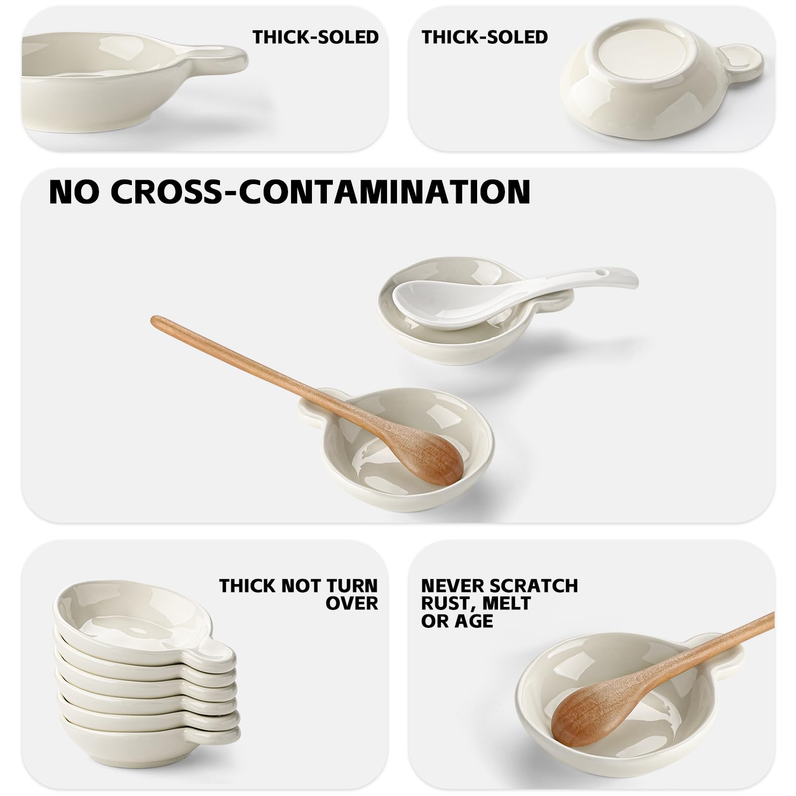 Sauce bowls - Tapas bowls - Dip bowls - Drinks bowls - Soy sauce bowl - Amuse bowls - Serving bowls - Gourmet - Snack bowls - Tableware - Ceramic Stackable with holder - White - 6 pieces