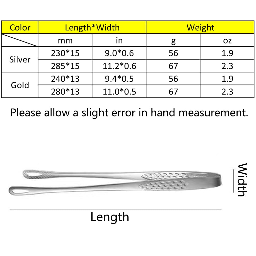 Meat Tongs - Barbecue Tongs - Kitchen Tongs - Serving Tongs - Cooking Tweezers - Grill Tongs - Gourmet Tongs - BBQ Accessories - Chef Tweezers - Kitchen Utensils - Meat Turning - Korean BBQ - Professional Stainless Steel - Gold - 2 Pieces